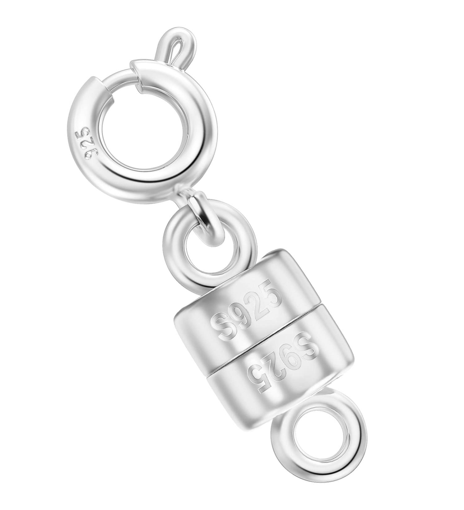 925 Sterling Silver Mini Magnetic Jewelry Clasp Connector | Necklace/Bracelet Chain Extender | Made in Italy | 1Pc Silver - Buy Online on SooperMarket.com