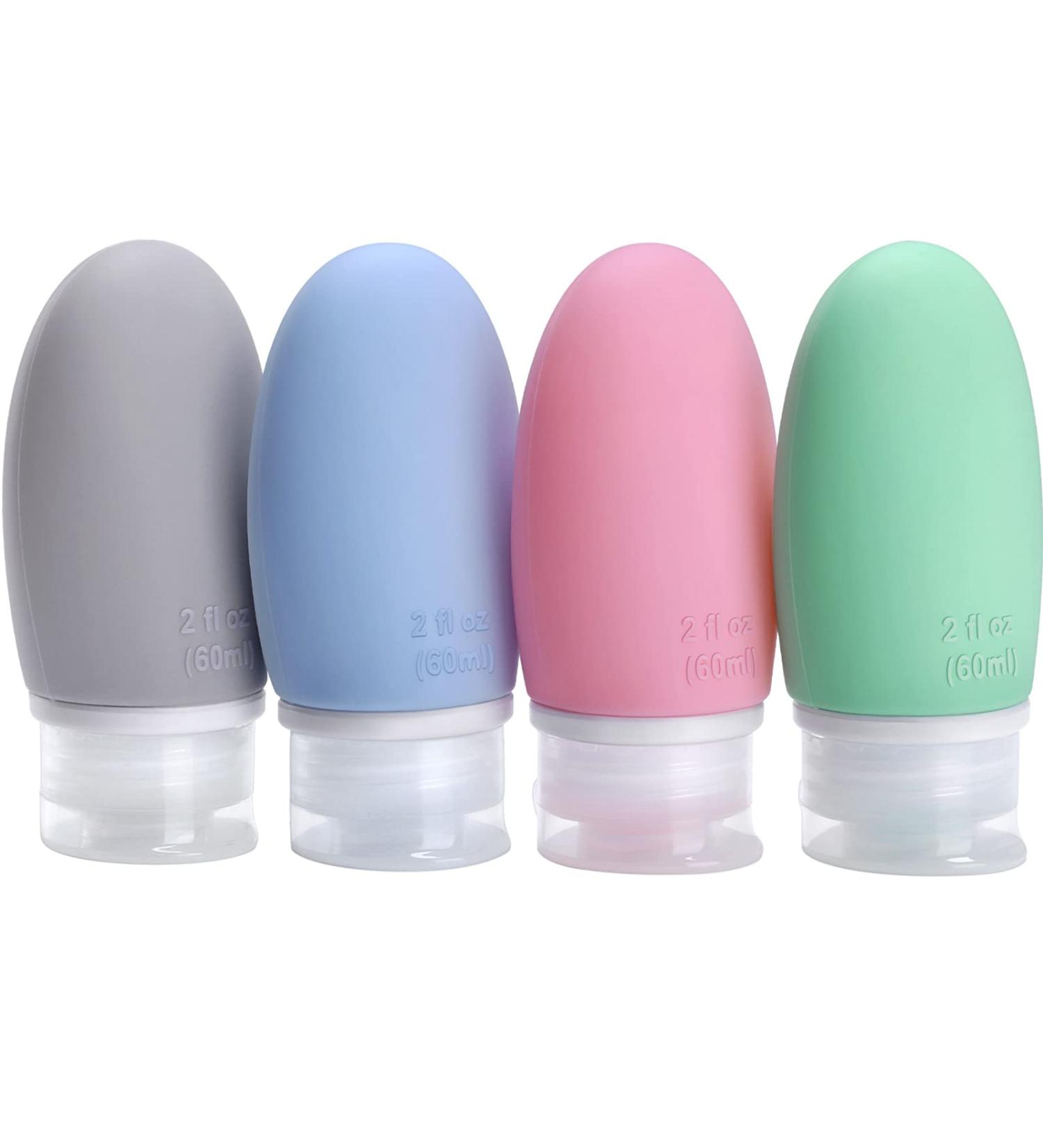 OPRET 4-Piece Silicone Travel Bottles Set - 60ml Leakproof Refillable BPA-Free Containers for Shampoo & Cream - TSA-Approved in Blue Green Pink & Gray - Buy Online on SooperMarket.com
