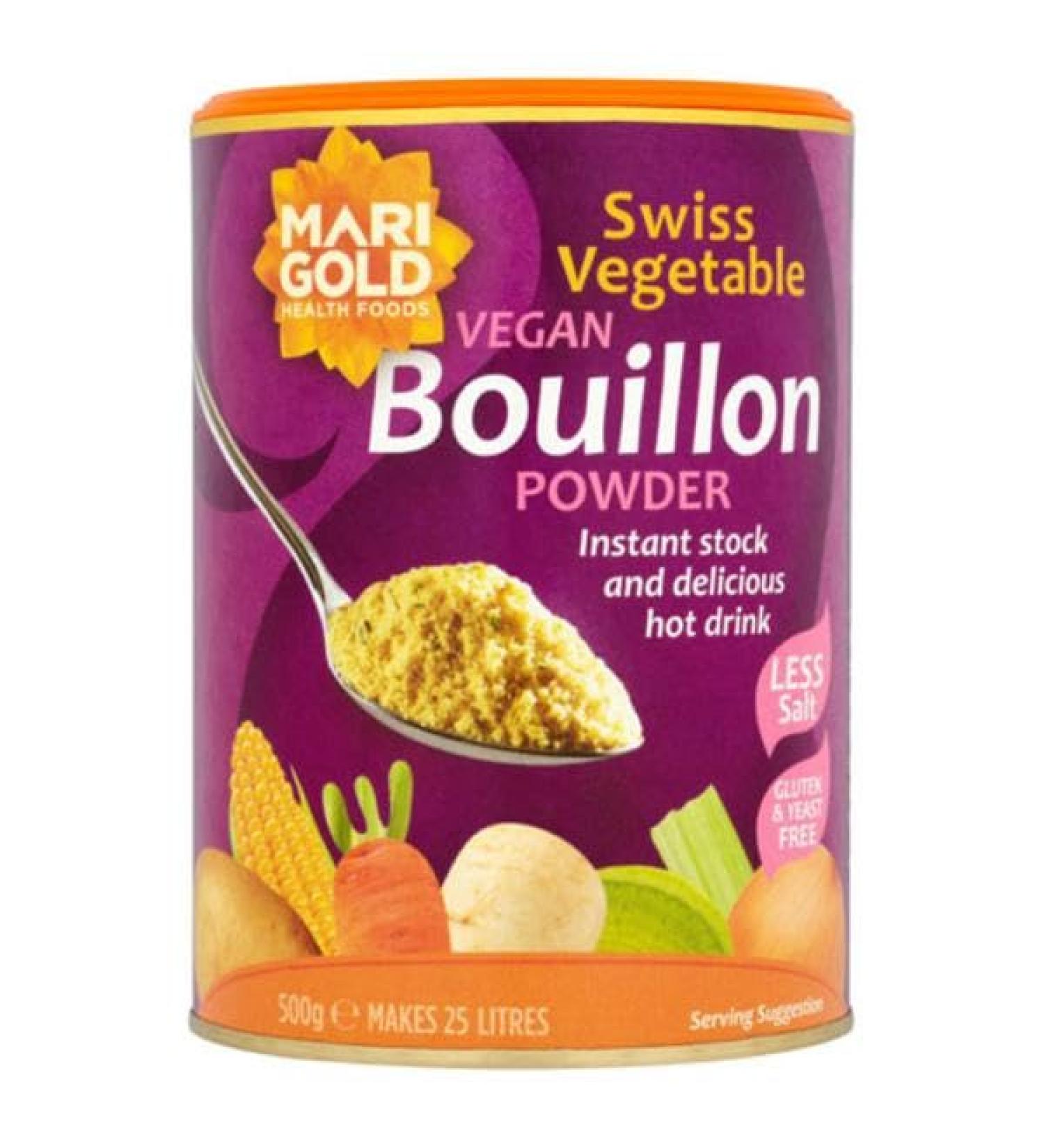 Marigold Health Foods Reduced Salt Vegetable Vegan Bouillon Instant Stock Powder 500g -Gluten Free - Makes 25 litres