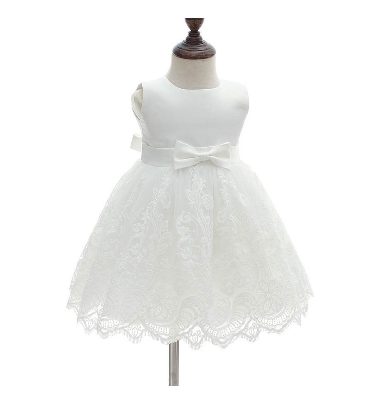 AHAHA Baby Girls White Flower Dress - 12 Months | Perfect for Christening, Wedding & Parties - Buy Online on SooperMarket.com
