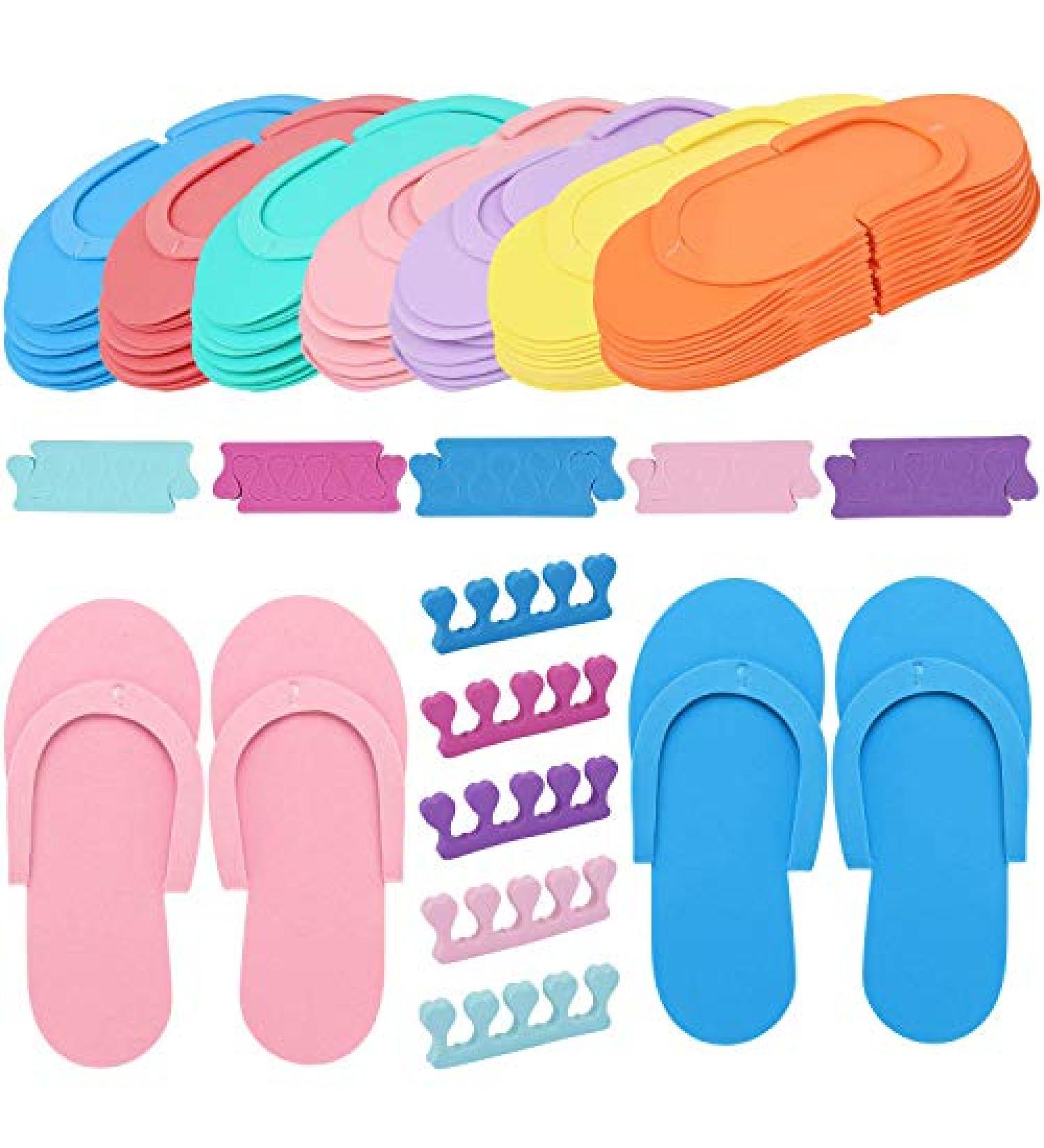 24 Pair Disposable Flip Flops Foam Slippers for Kid Parties | Toe Separators Bulk included - Random Color - Tbestmax - Buy Online on SooperMarket.com