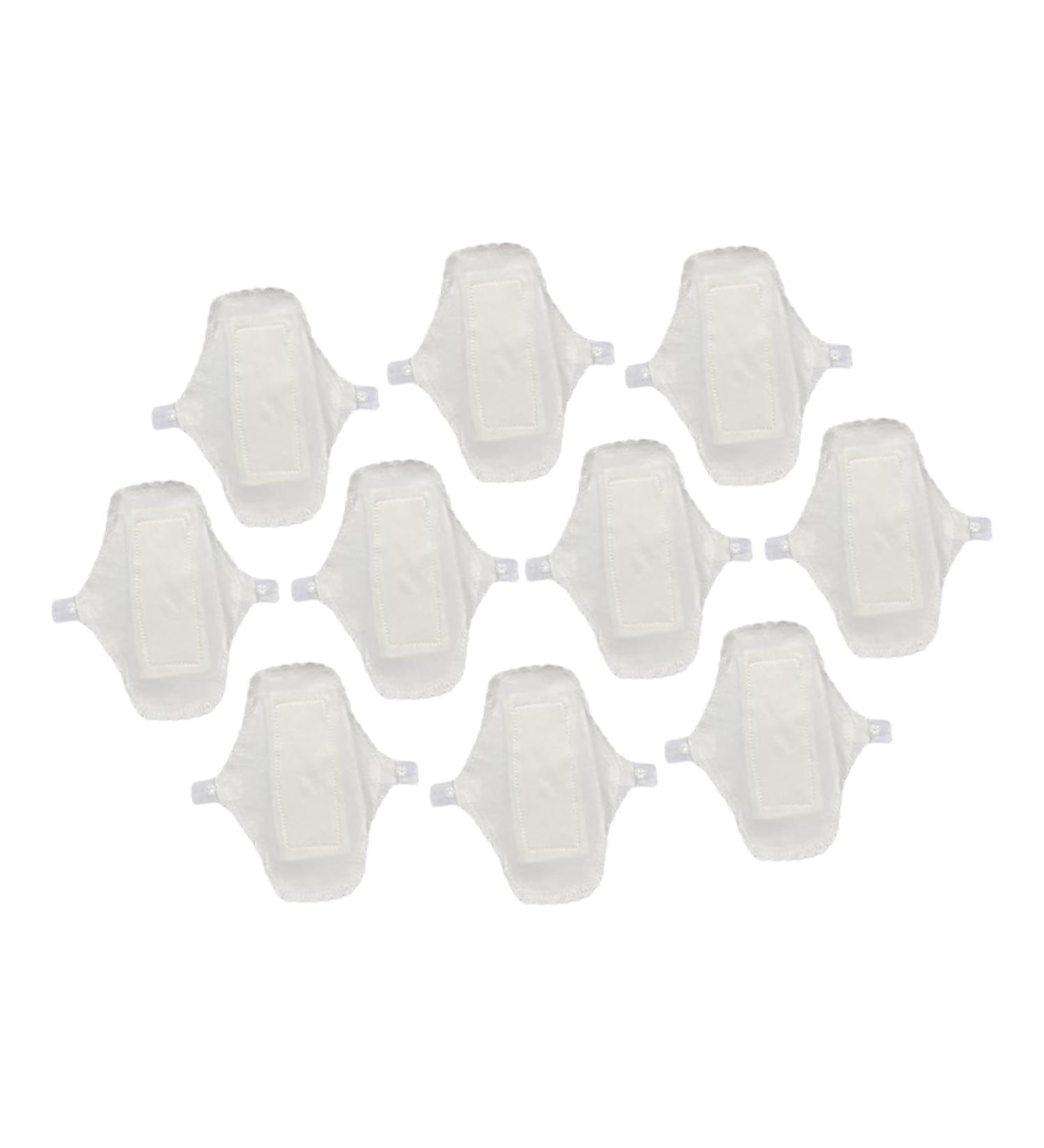 Healeved 10pcs Washable Menstrual Cloth Panties - Ultra Thin Menstrual Panty Liners for Women - White Cotton Napkin Bamboo Fabric Tape - Buy Online on SooperMarket.com