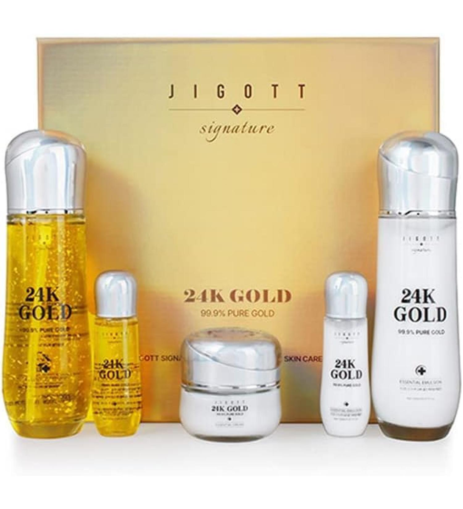 Buy Signature 24K Gold Essential Skin Care Set | Toner Emulsion & Cream | Luxury Anti-Aging Skincare for Glow & Hydration - International Shipping Available - Buy Online on SooperMarket.com