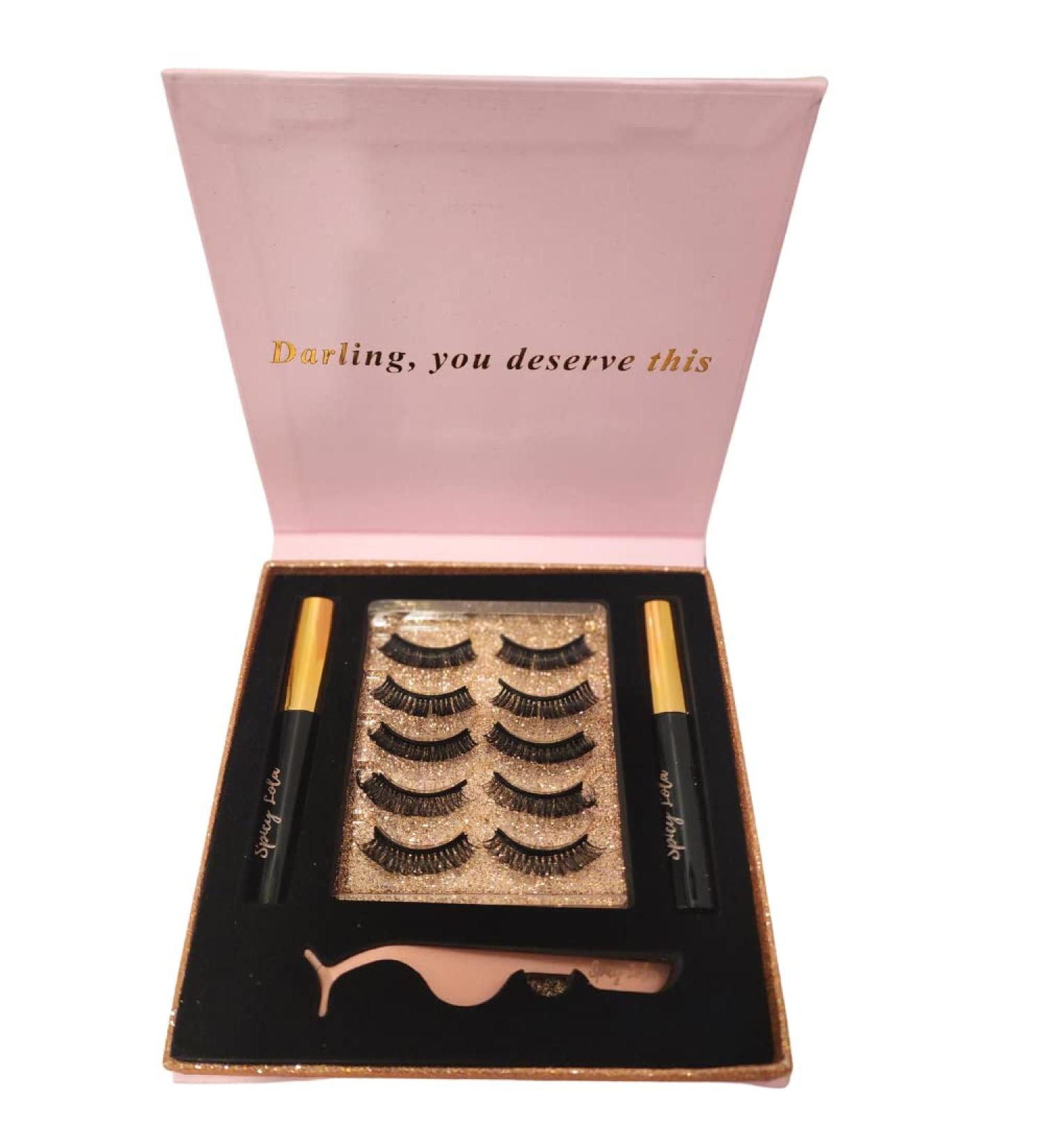 Spicy Lola Curly Magnetic Eyelashes Kit - Stunning Russian Strip Lashes for a Glamorous Look - Buy Online on SooperMarket.com