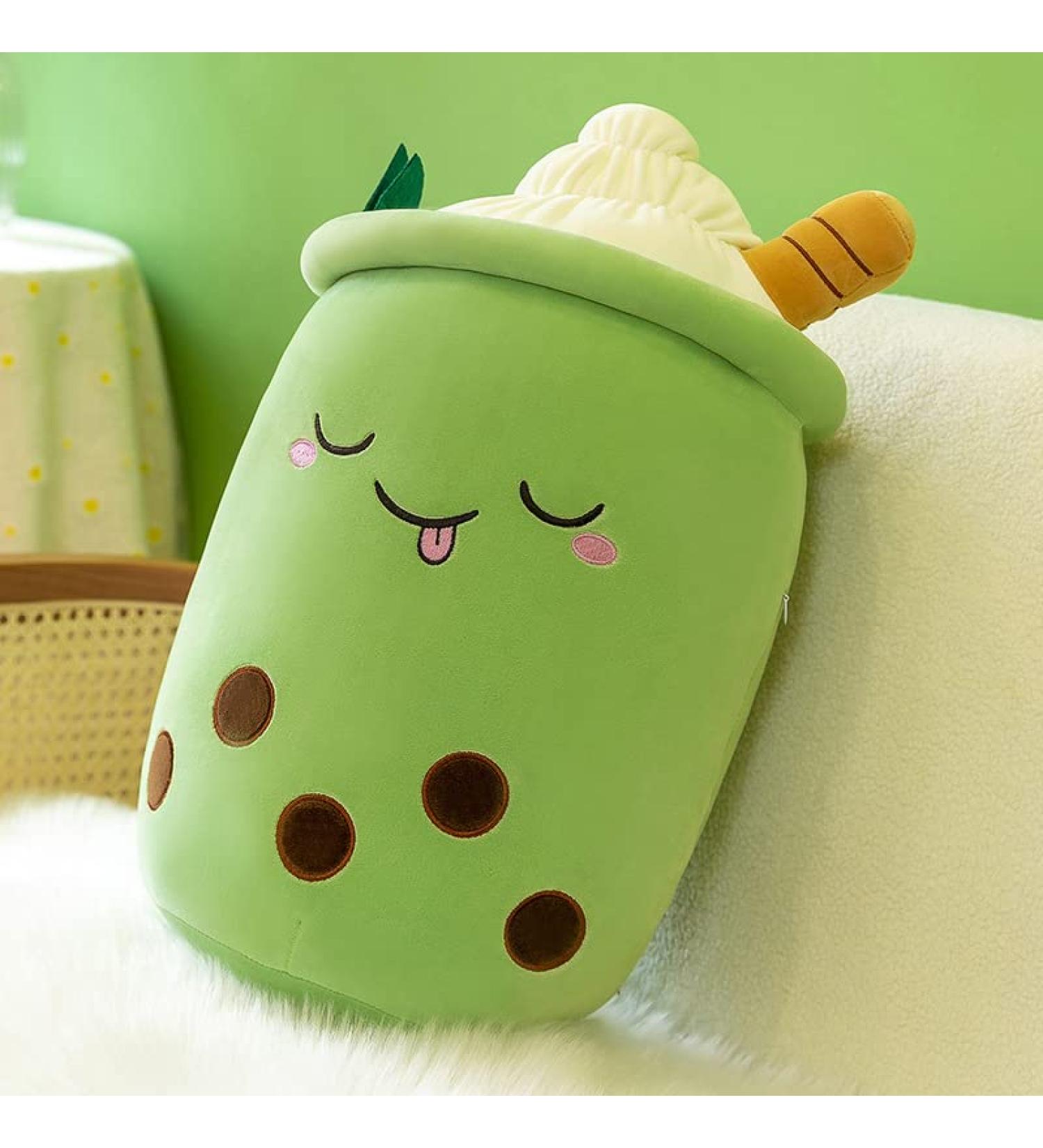 DAWRIS Bubble Tea Plush Pillow - Cute Bubble Milk Tea Cup Shaped Hugging Cushion Toy (Green) - Buy Online on SooperMarket.com