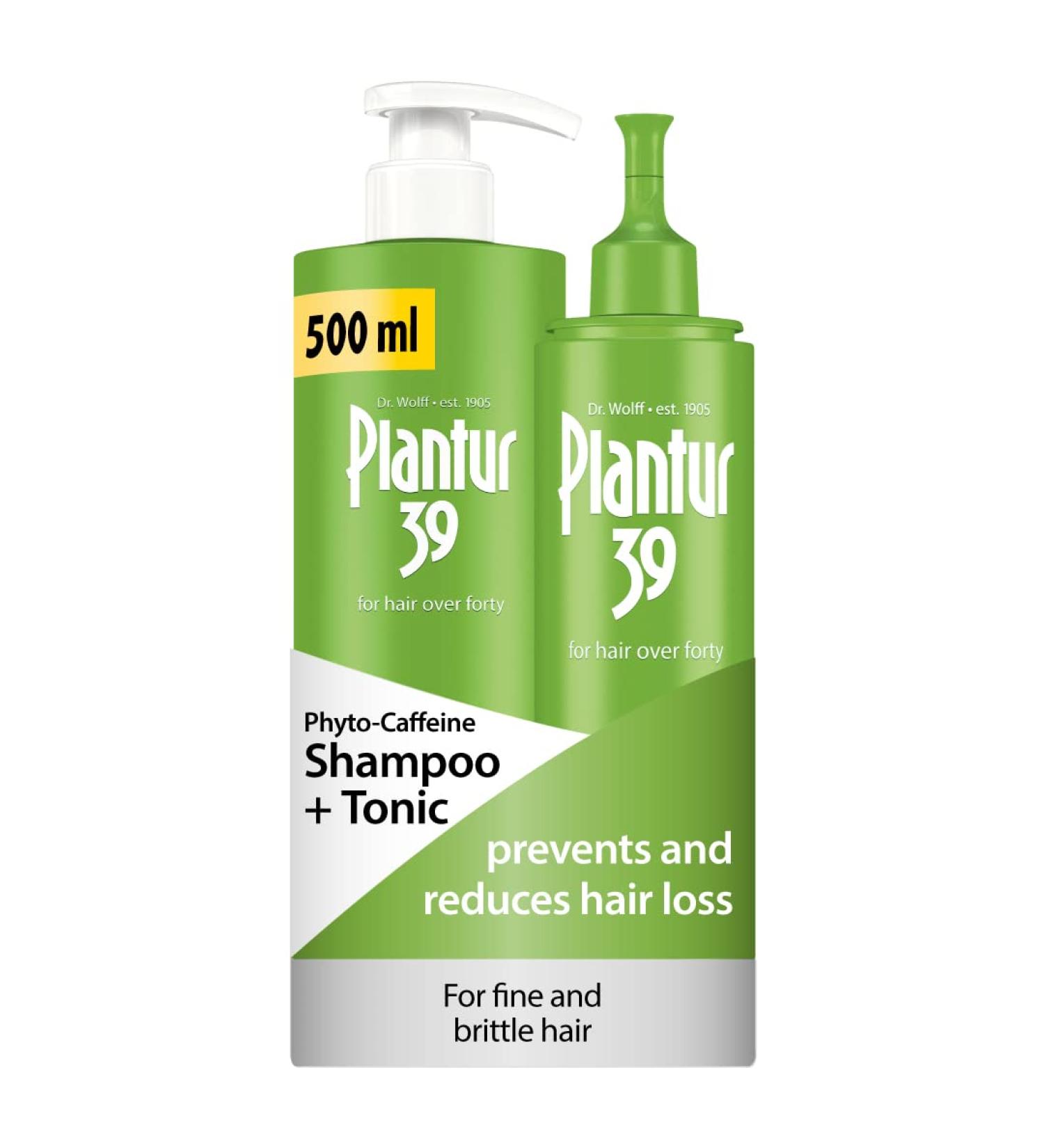 Plantur 39 Caffeine Shampoo 500ml with Dispenser | Prevents Hair Loss | Set with Hair Tonic | Supports Hair Growth | Fine Brittle Hair - Buy Online on SooperMarket.com
