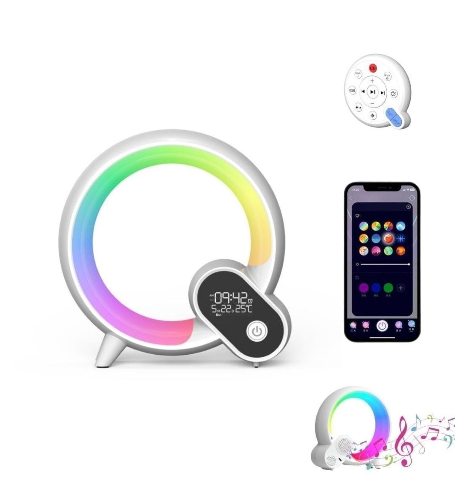 Buy Bammare LED Bedside Lamp & Alarm Clock - Smart App-Controlled Sunrise Light Bluetooth Speaker 16 Million Colors & 256 Patterns - Buy Online on SooperMarket.com