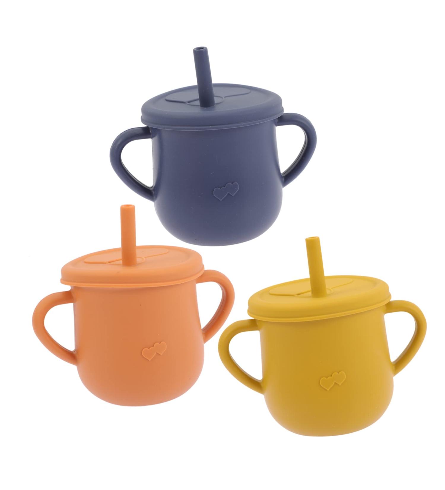 TOYANDONA 3pcs Baby Silicone Sippy Cups Set for Toddlers - Anti-Spill, Training Cup with Silicone Straw for Infant & Toddler - BPA-Free Silicone Water Cup - Buy Online on SooperMarket.com