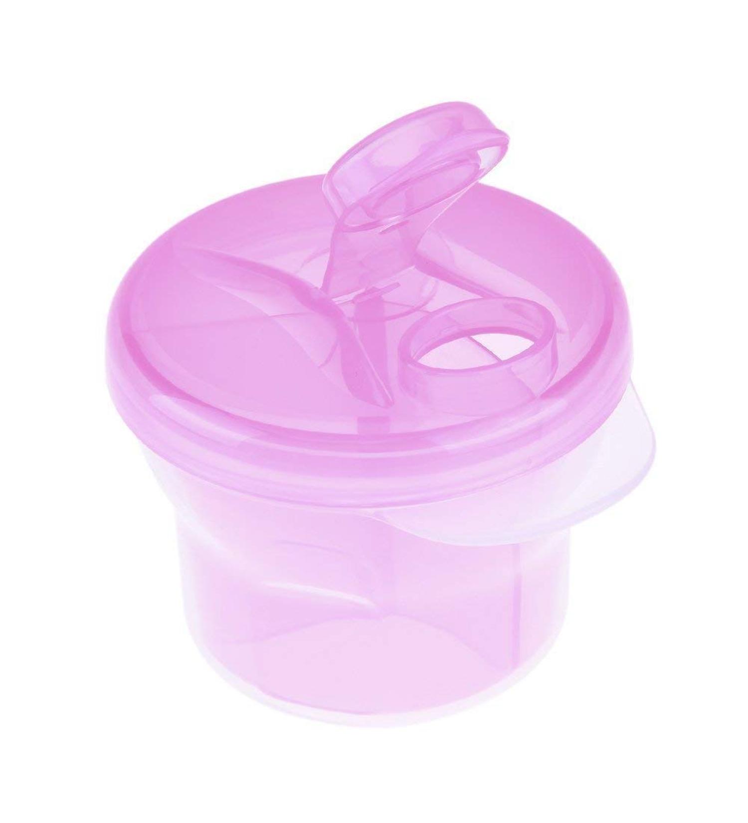 Non-Spill Rotating Milk Powder Formula Dispenser Portable Outdoor Food Container 3 Compartments Storage Feeding Infant Newborn Snack Box (Pink) - Buy Online on SooperMarket.com