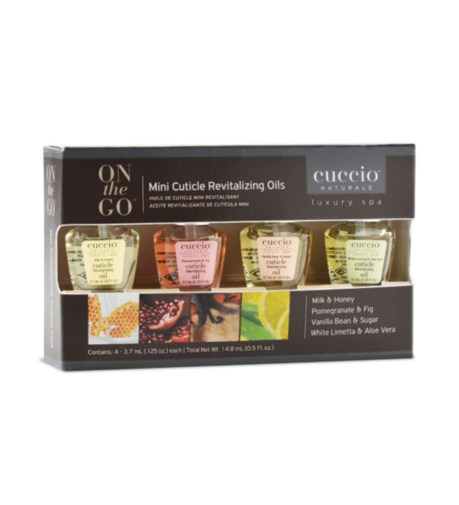 Cuccio Naturale Mini Cuticle Revitalizing Oils - Hydrating Formula for Dry Skin and Nails - Paraben and Cruelty-Free - 4-Piece Set with Spa-Quality Fragrances - Buy Online on SooperMarket.com