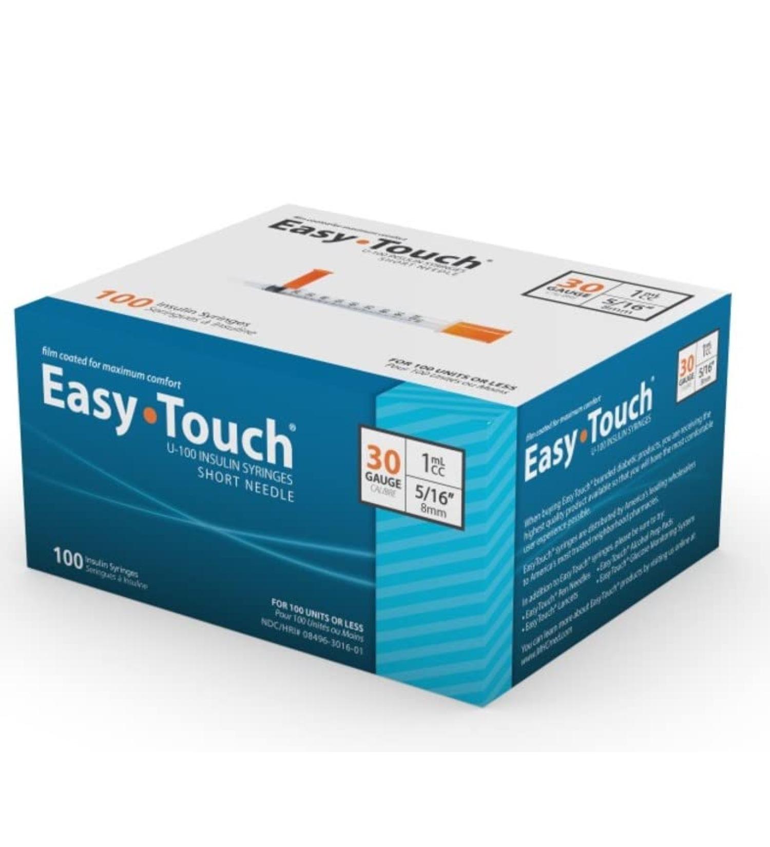 EasyTouch 30G 5/16 In. 1mL/CC Insulin Syringe 100 Pack - Buy Online on SooperMarket.com