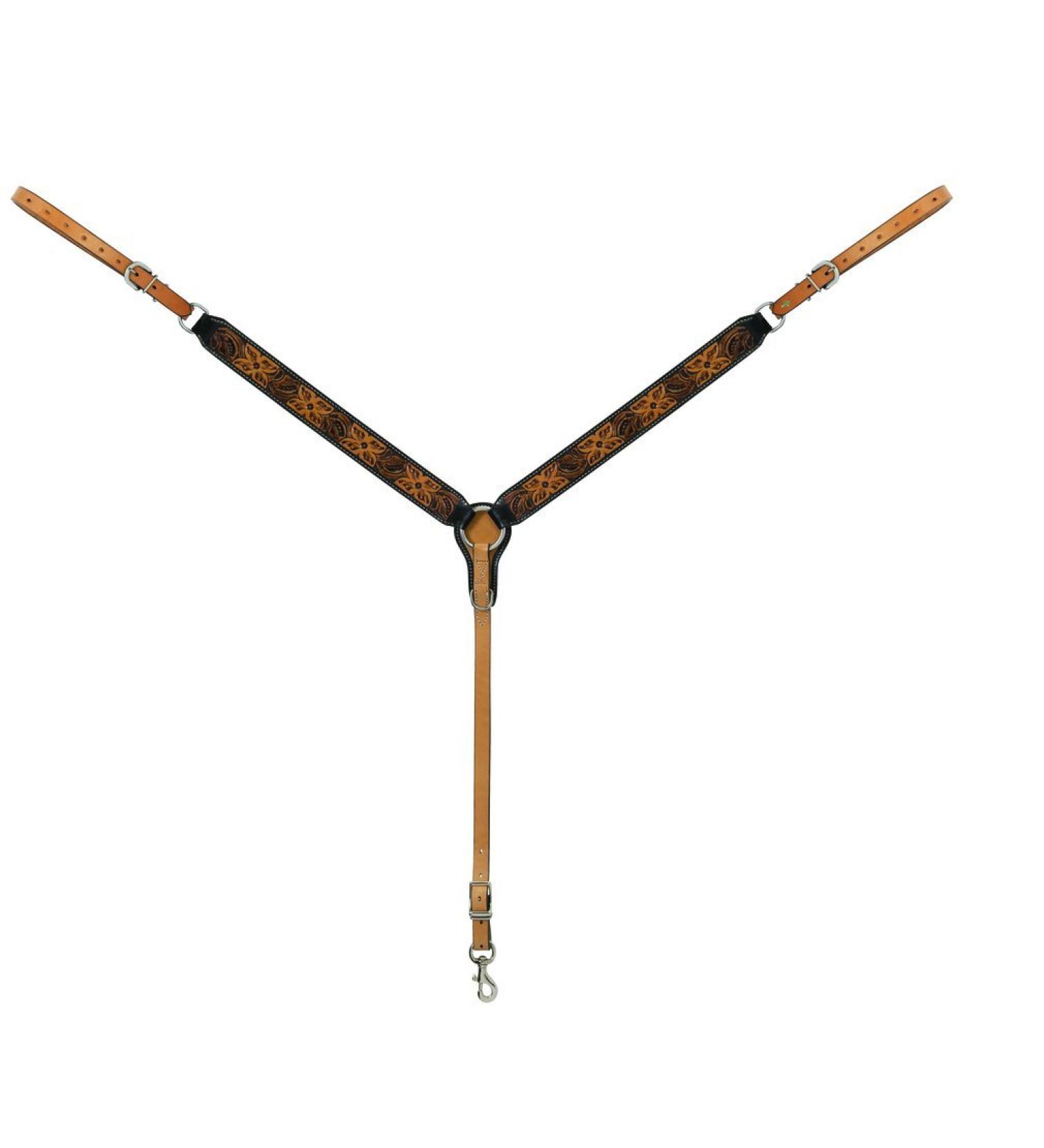 Turquoise Cross Floral Tooled Collection Straight Breast Collar