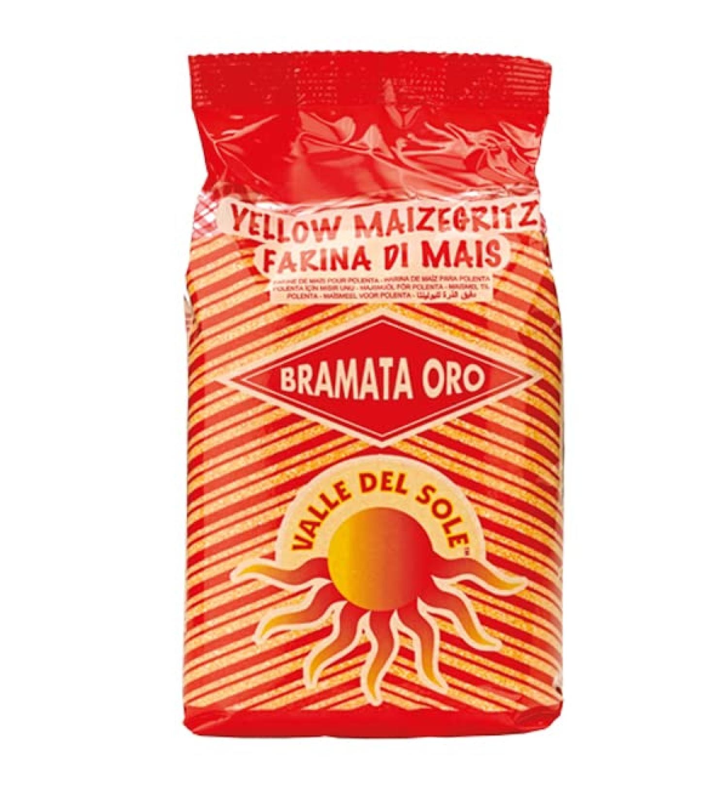 Valle Del Sole Bramata Oro Yellow Maize Gritz for Polenta 1KG - Premium Quality Italian Cornmeal - Buy Online on SooperMarket.com