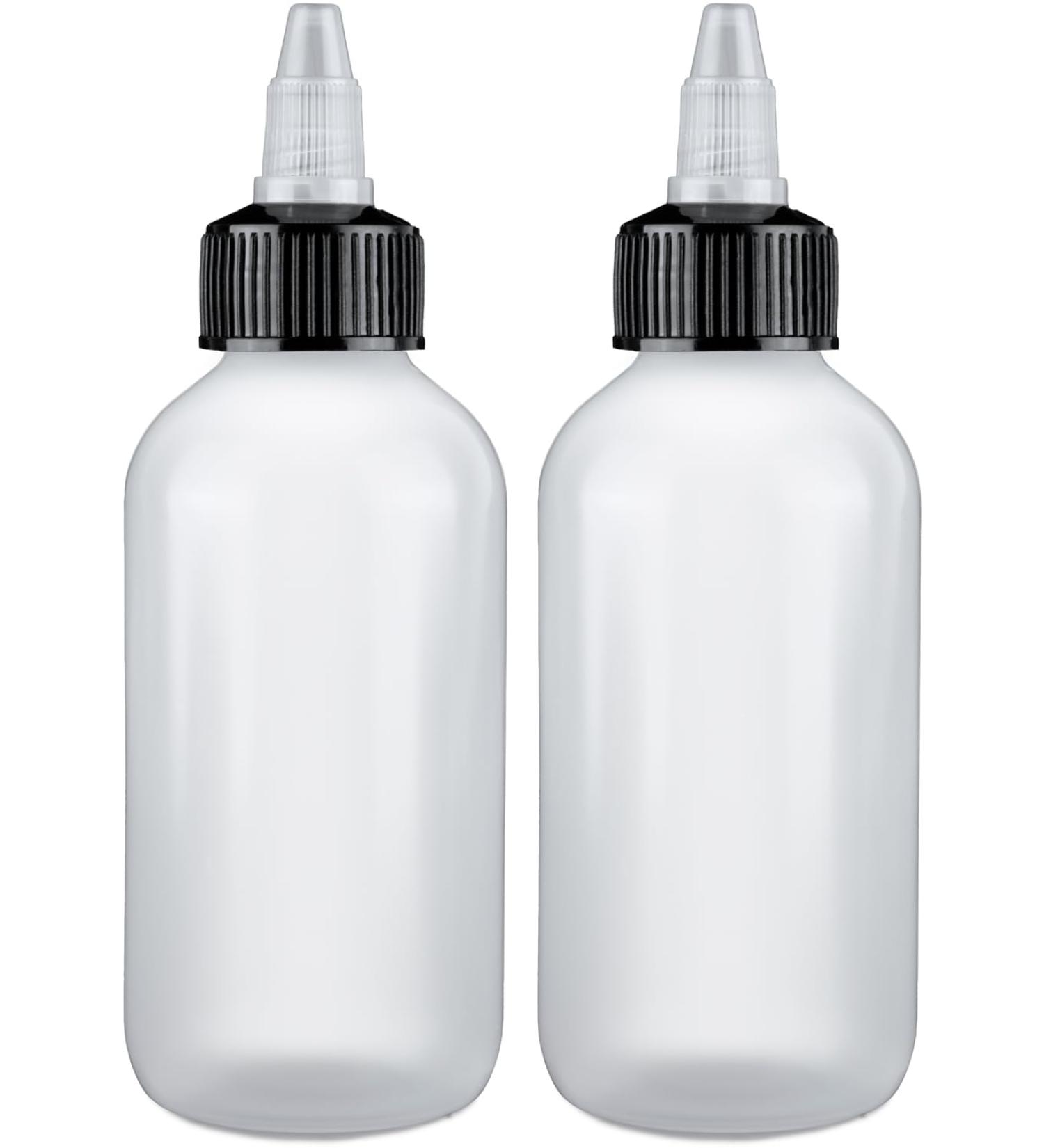 Twist Top Applicator Bottles - Refillable Squeeze Plastic Bottles with Black Nozzle (2 Pieces) | Versatile & Perfect for All Your Needs - Buy Internationally - Buy Online on SooperMarket.com