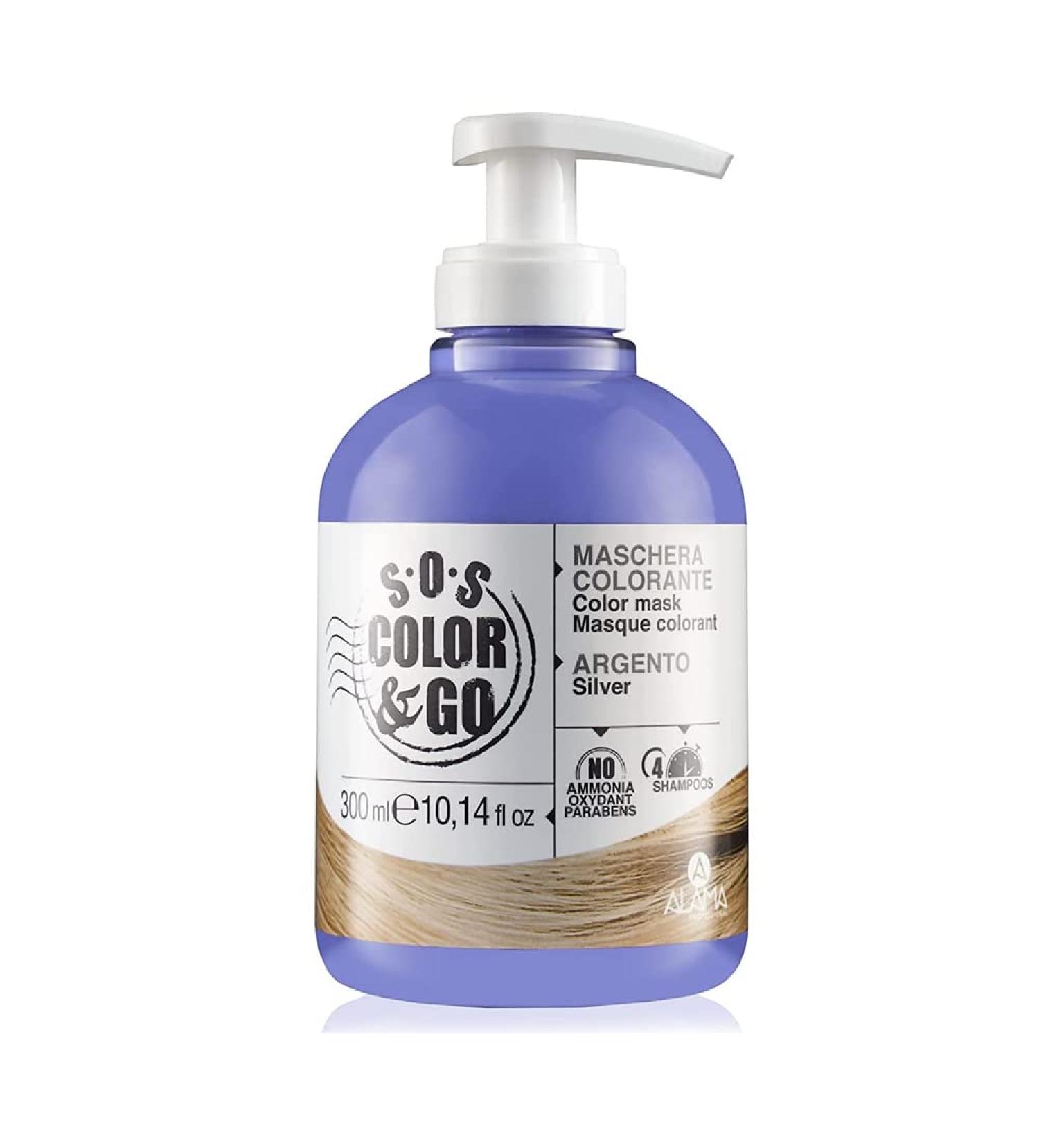 Alama Professional S.O.S Color & GO color mask silver nourishing invigorating and toning mask for natural colored and scattered hair 300 ml silver / black 300 ml (1 Pack)