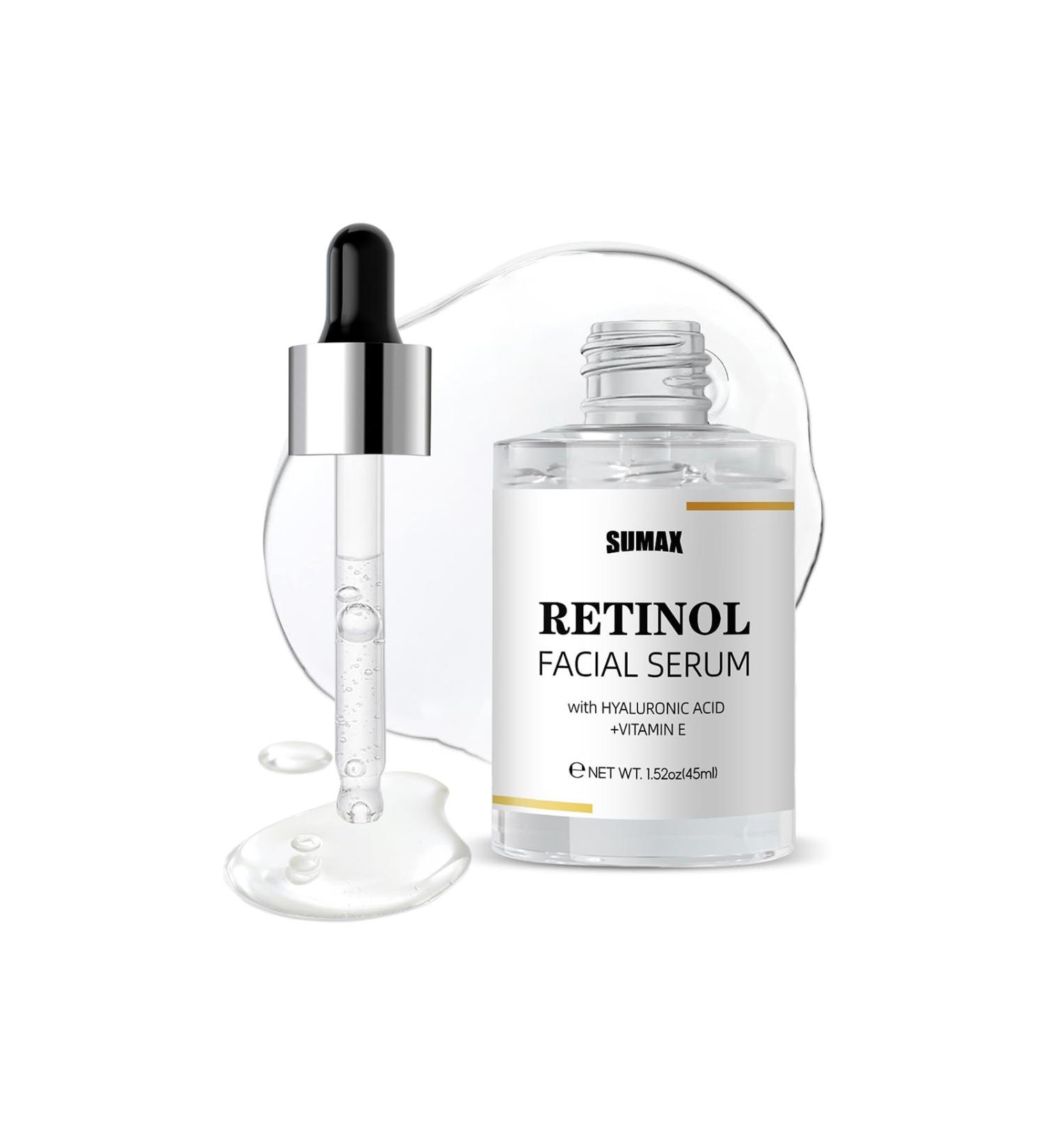 Retinol Facial Serum with Hyaluronic Acid & Vitamin E | Anti-Aging Skin Repair | Reduce Wrinkles & Fine Lines - Buy Online on SooperMarket.com