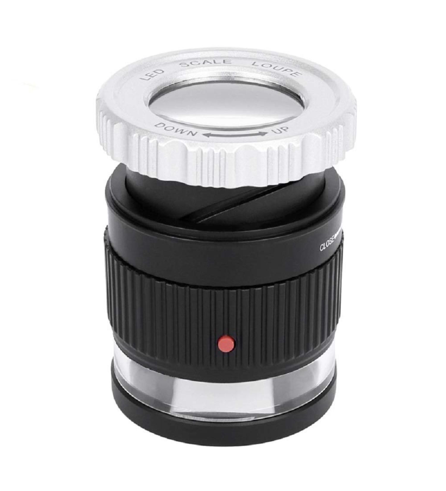 Intsun 30X Jewelers Loupe Magnifier with 6 LED Light Interchangeable Reticle Scale Illuminated Adjustable Focal Length Magnifying Glass for Textile Optical Embroidery Circuit Board Coins etc - Buy Online on SooperMarket.com