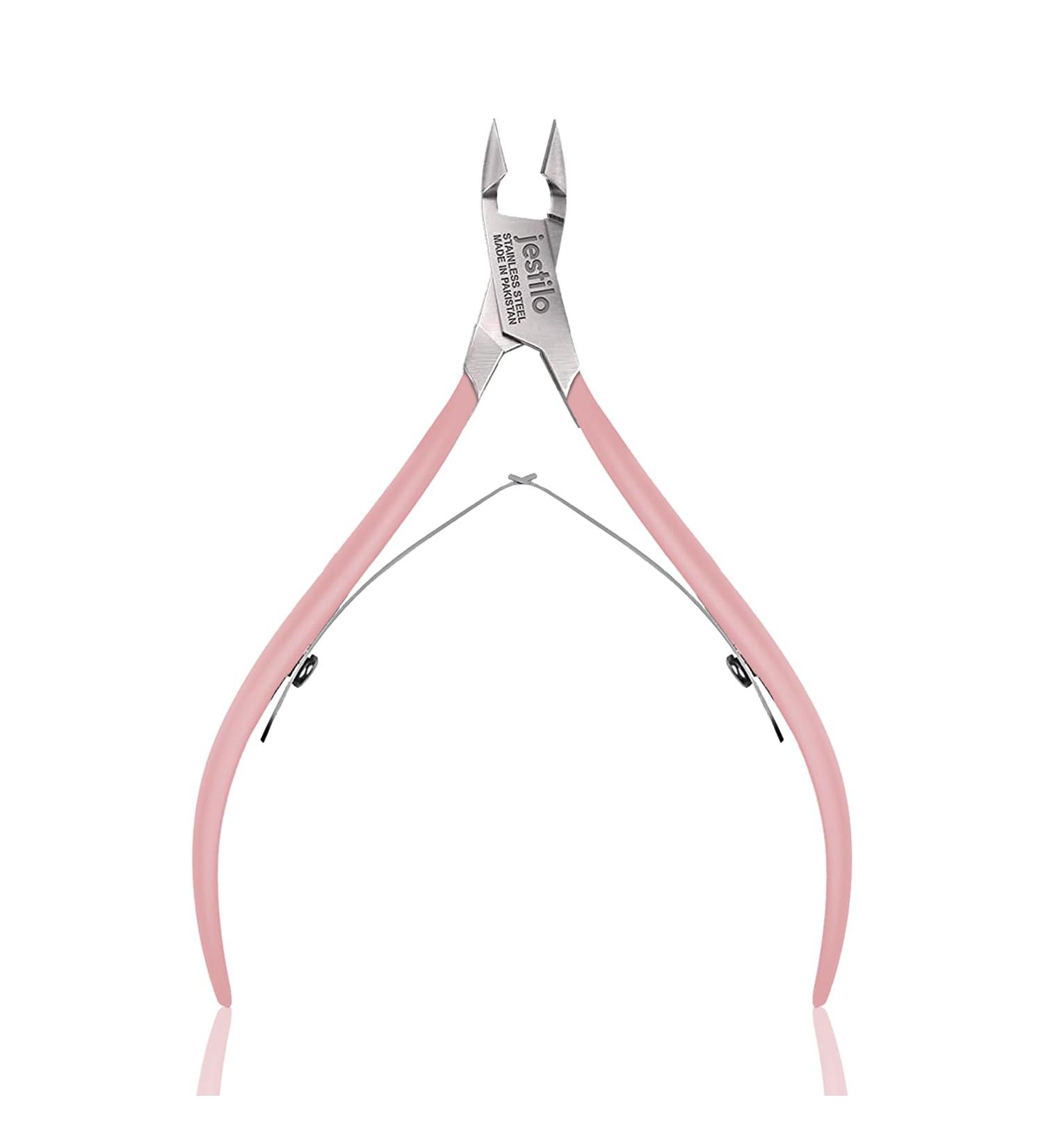 Stainless Steel Professional Cuticle Nippers - Best Pink Cutters and Remover for Manicure and Pedicure - Buy Online on SooperMarket.com