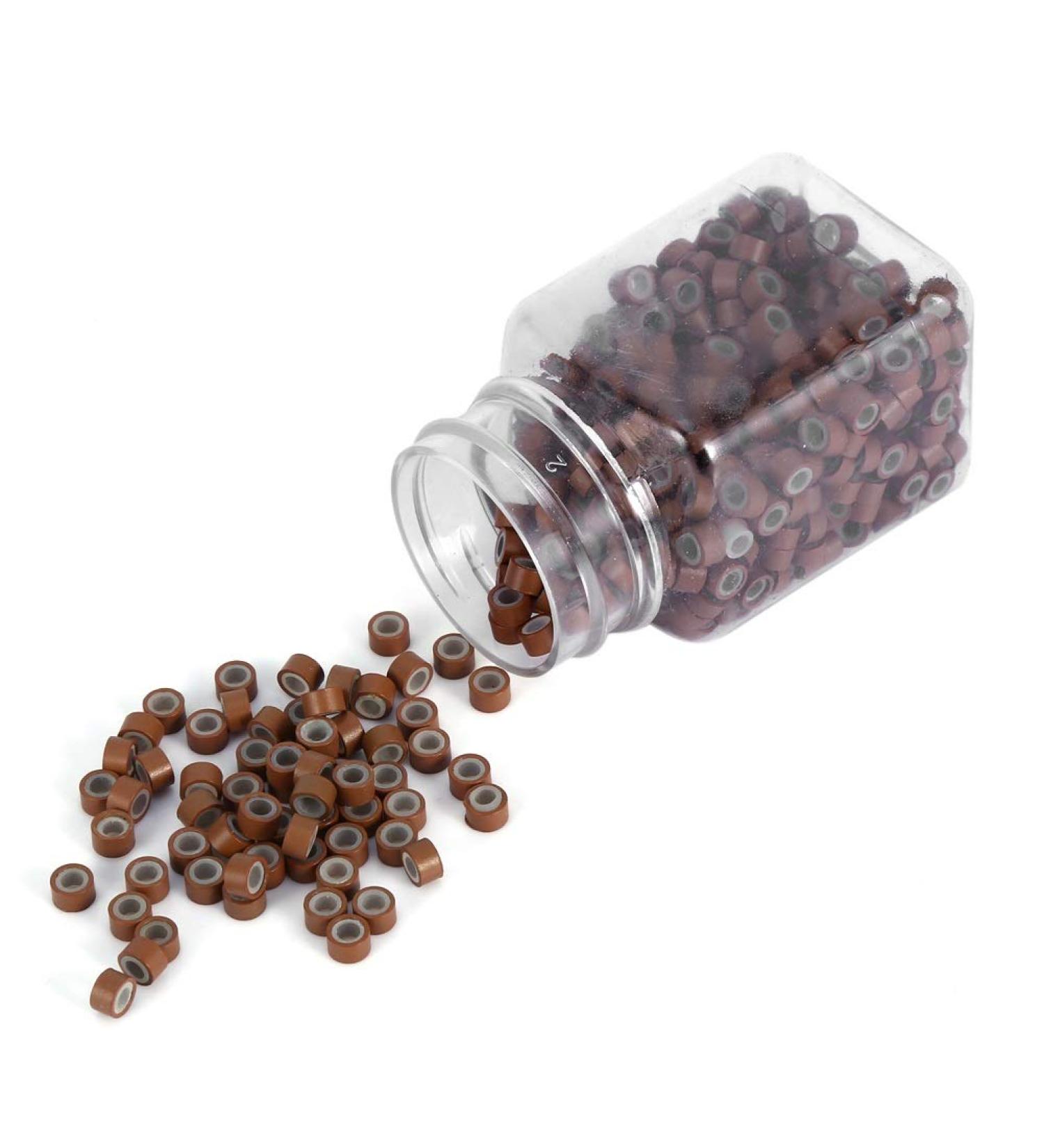 Grain Hair Extensions - 500 PC 5mm Silicone Microring Link Rings in Light Brown - 5 Colors Available - Buy Online on SooperMarket.com