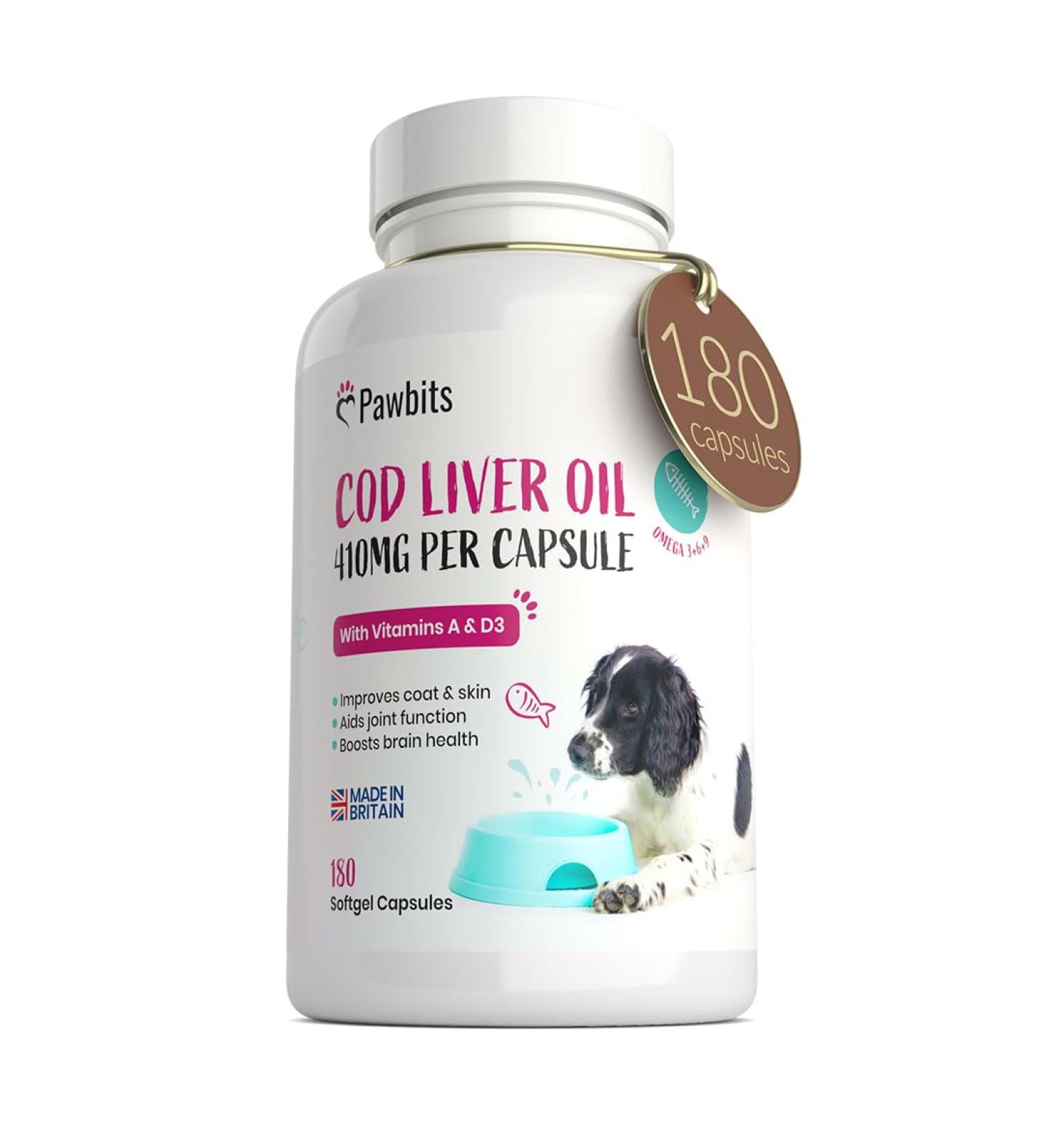 180 Cod Liver Oil Capsules for Dogs & Cats - High Strength 410mg Gel Capsules - Joint, Skin, and Coat Health Support - UK Made (6 Months Supply) - Buy Online on SooperMarket.com