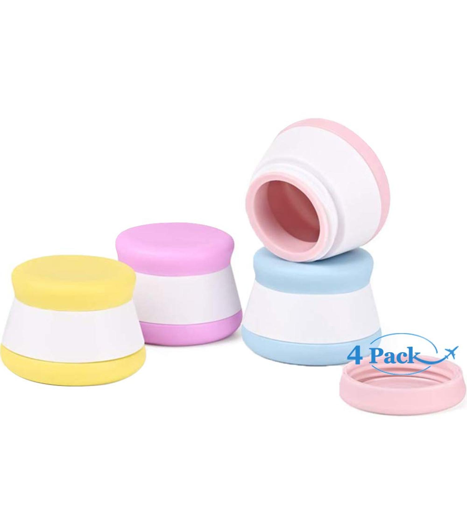 4 Pack Multi-Colored Cosmetic Containers 20ml - Silicone Screw Cap for Creams Lotions & Tablets - Ideal for Travel & Outdoor Use - Buy Online on SooperMarket.com