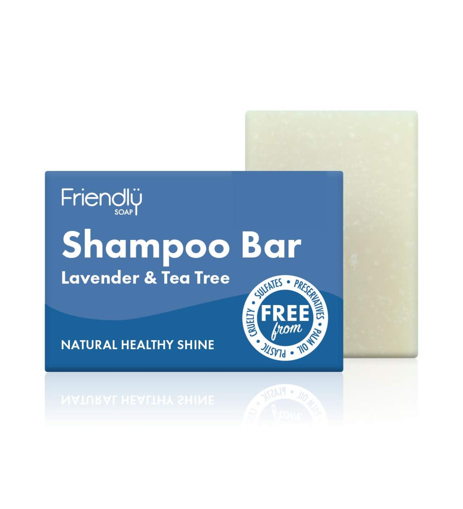 Friendly Soap - Lavender & Tea Tree Shampoo Bar (95g) Natural Healthy Shine Nourishing Moisturising Soothing Plant-Based Cruelty-Free Made By Hand No SLS or Parabens Sustainable - Buy Online on SooperMarket.com