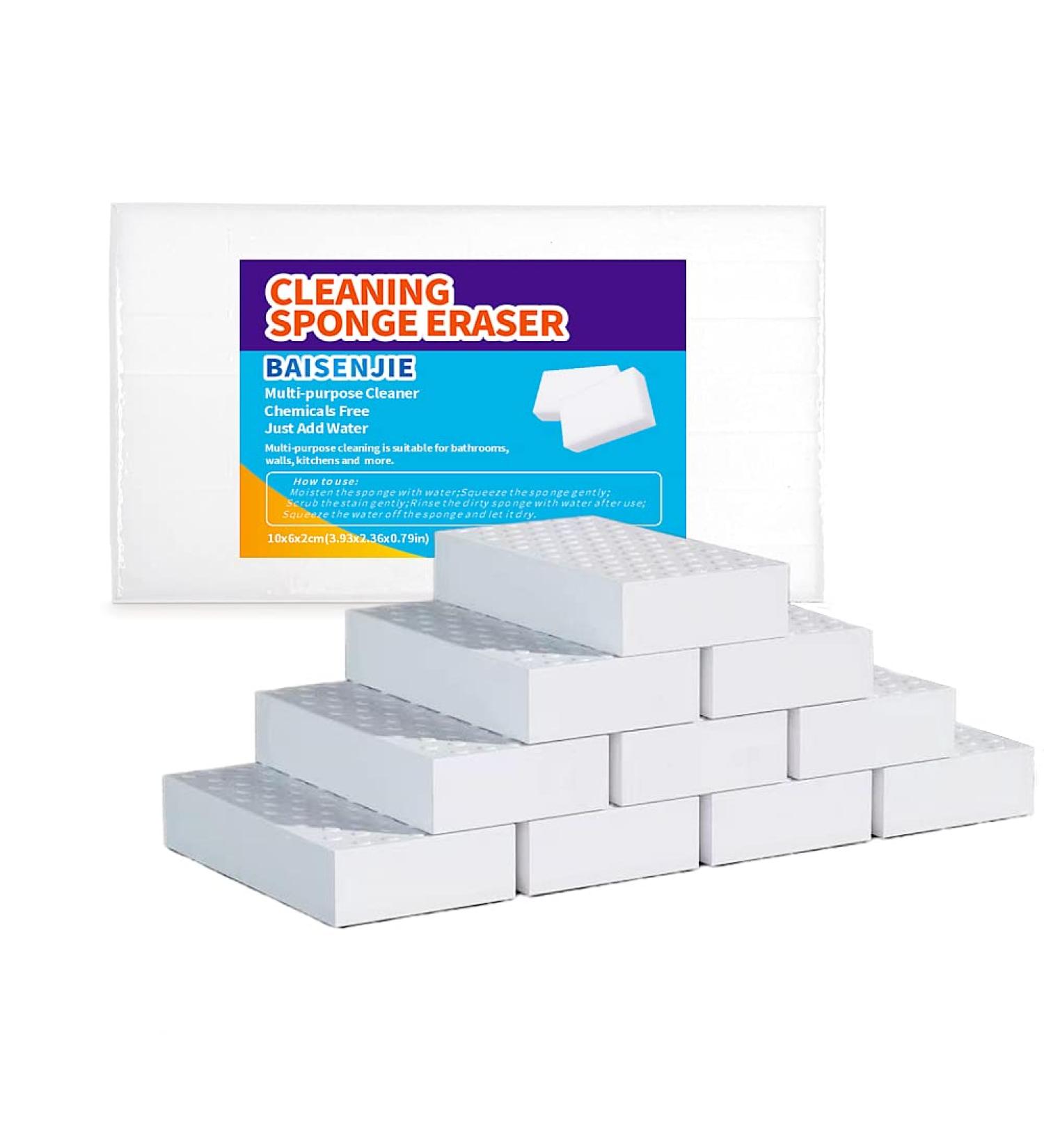 10 Pack Magic Sponges Eraser | Melamine Cleaning Sponge Bulk | 2X Density Long Lasting Cleaner for Kitchen, Bathroom, Bathtub, Sink, Furniture & Walls | White 3.93x2.36x0.79in - Buy Online on SooperMarket.com