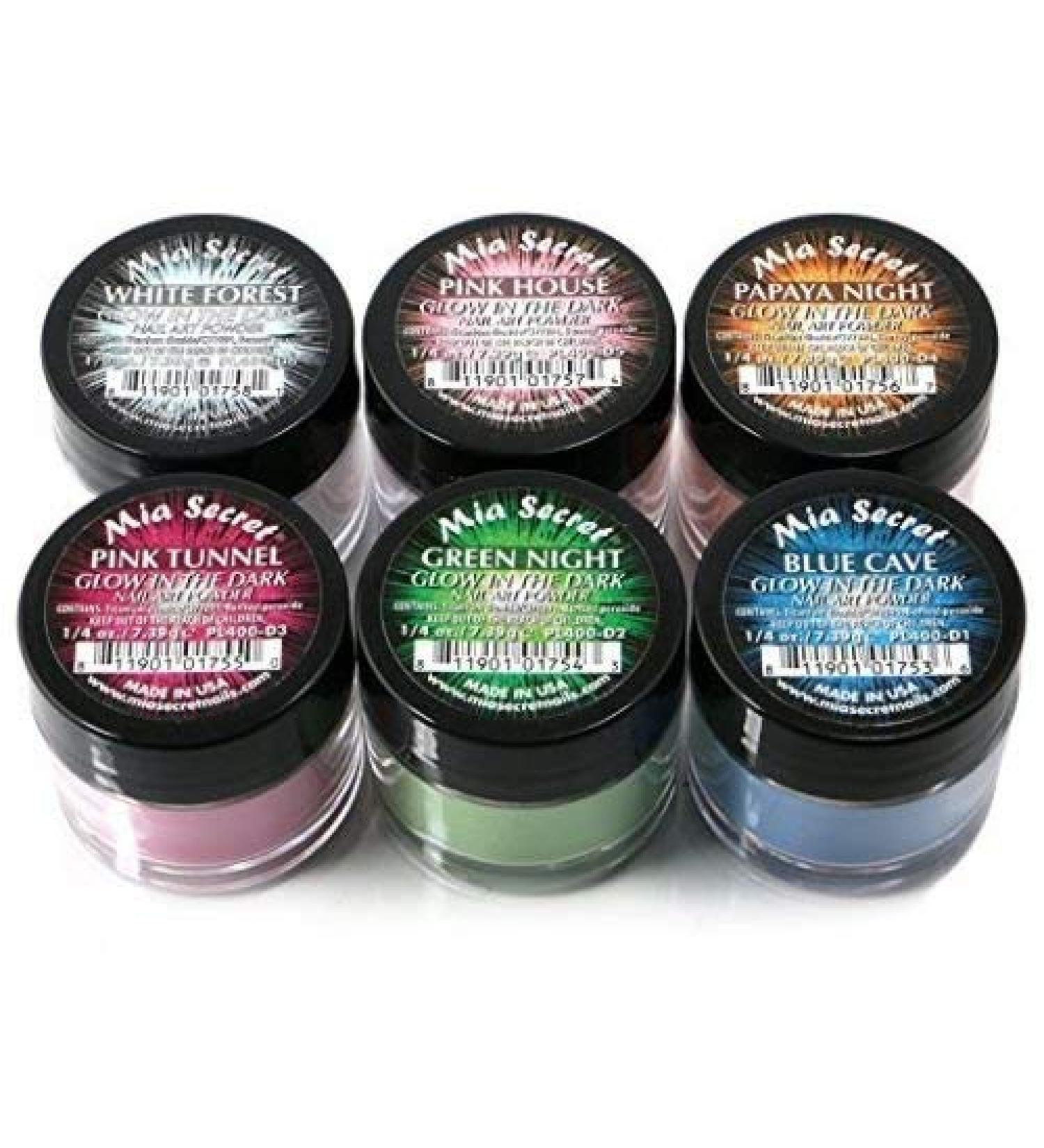 Mia Secret Glow In the Dark Acrylic Powder  6 piece Set