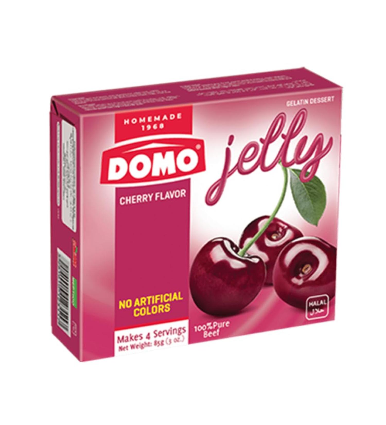 Lebanese Domo Cherry Jelly Pack of 6 x 85g | Halal Instant Jelly Powder Easy to Prepare Great for Desserts | Sugar Free Fat Free | No Artificial Colours