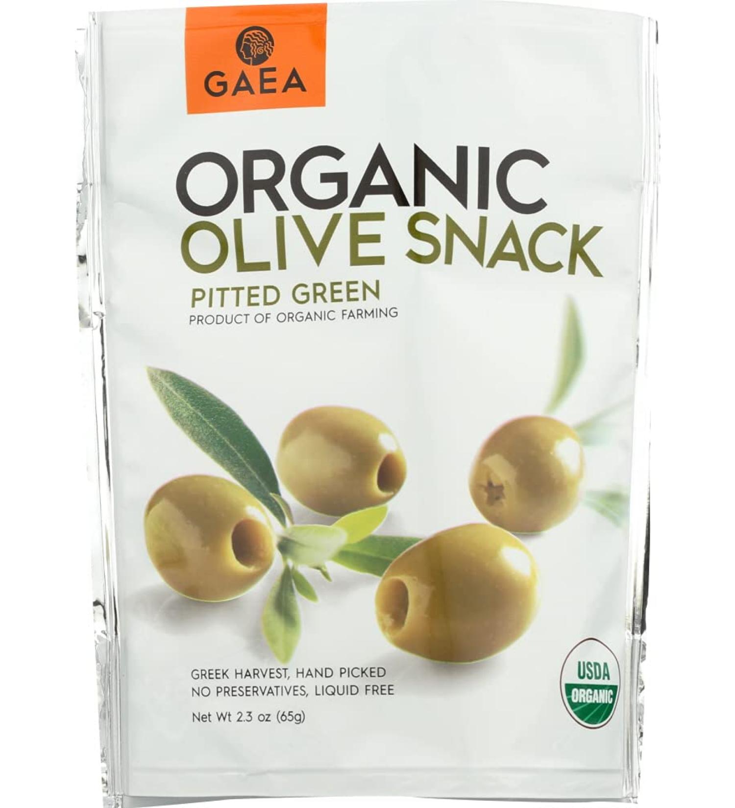 Gaea Organic Snack Pack Pitted Green Olives with Sea Salt and Lemon Juice - 2.3 oz (Pack of 8) â¦ - Buy Online on SooperMarket.com