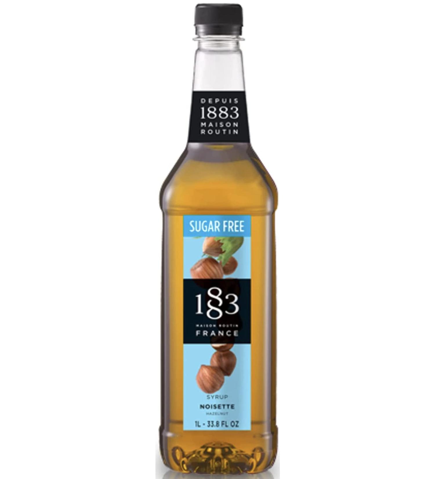 1883 Maison Routin Premium Sugar Free Hazelnut Syrup for Coffee Tea Hot Chocolate & Baking PET 1L