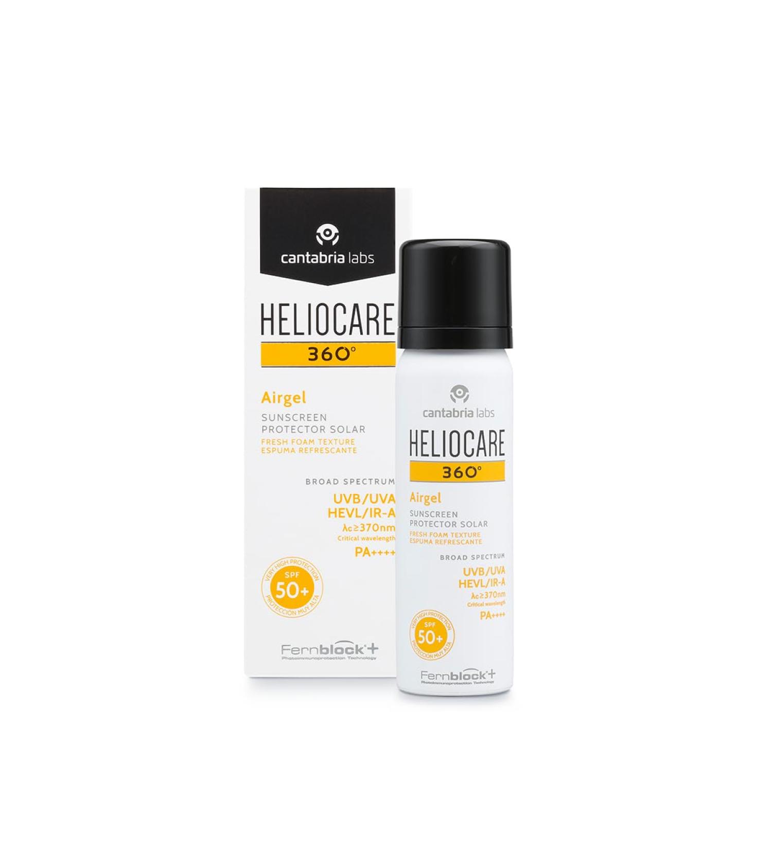 Heliocare 360 Airgel SPF50+ 60ml | Mousse Sunscreen for Face & Neck | UVA UVB Visible Light Infrared-A Anti-Ageing Sun Protection | Suits All Skin Types | Matte Finish | Supercharged with Antioxidants - Buy Online on SooperMarket.com