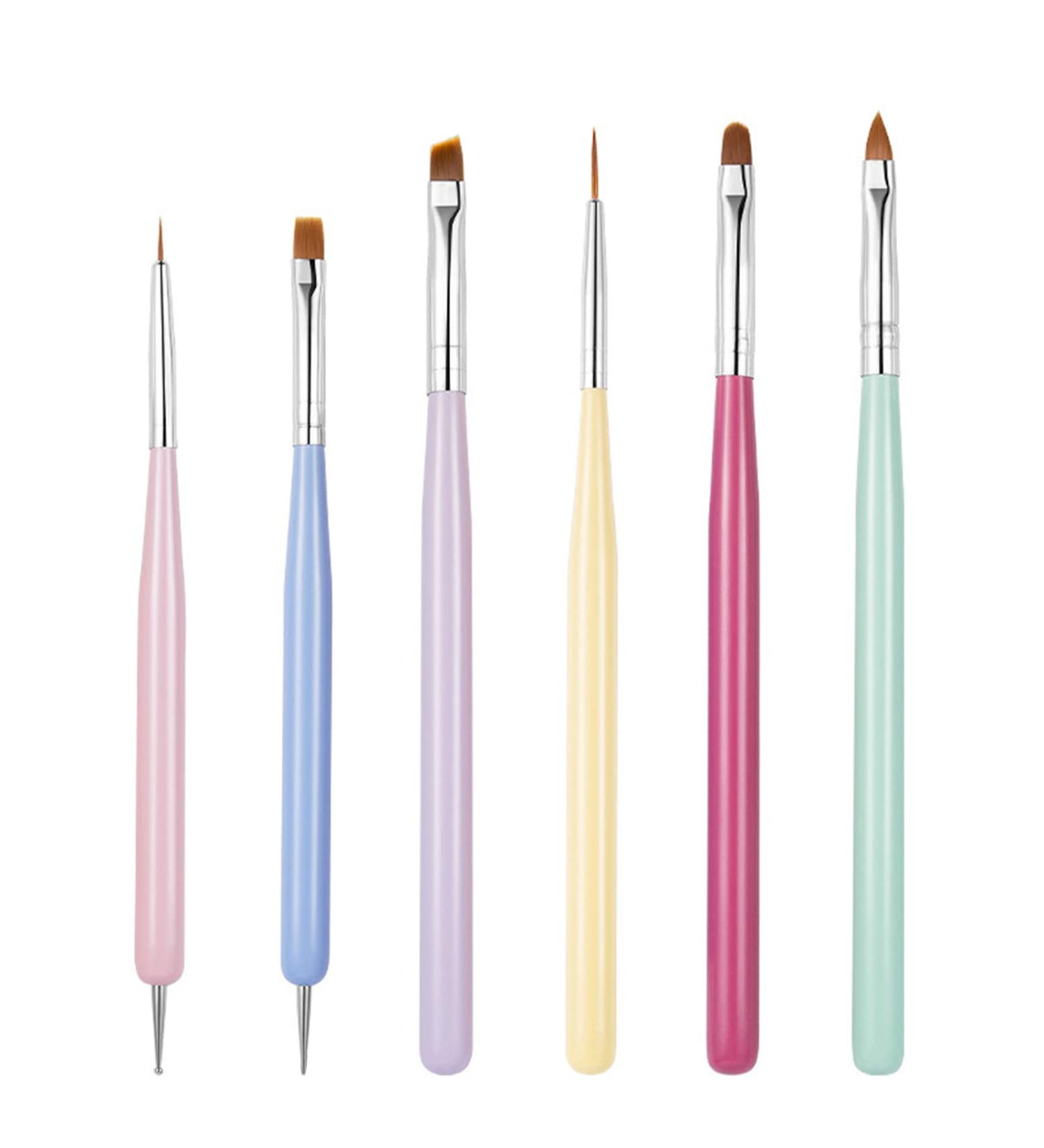 Sularpek 6Pcs Nail Art Brushes Set - Builder Gel Brush for Nails, Nail Art Design Pen Painting Tools with Extension Gel Brush, Fine Liner Brushes, and Dotting Pen - Buy Online on SooperMarket.com