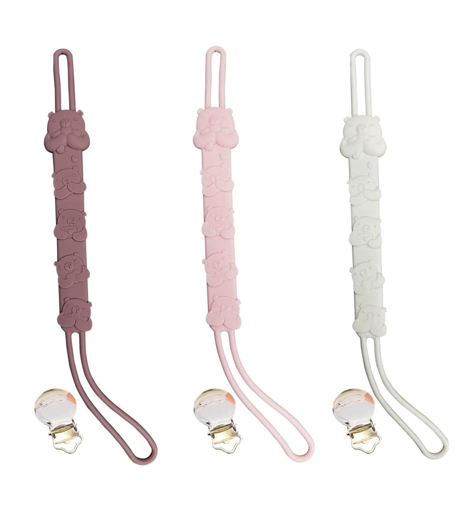 JIANIAO 3 Pack Silicone Pacifier Clip - Secure Strap for Pacifiers, Teethers & Toys - Buy Online on SooperMarket.com