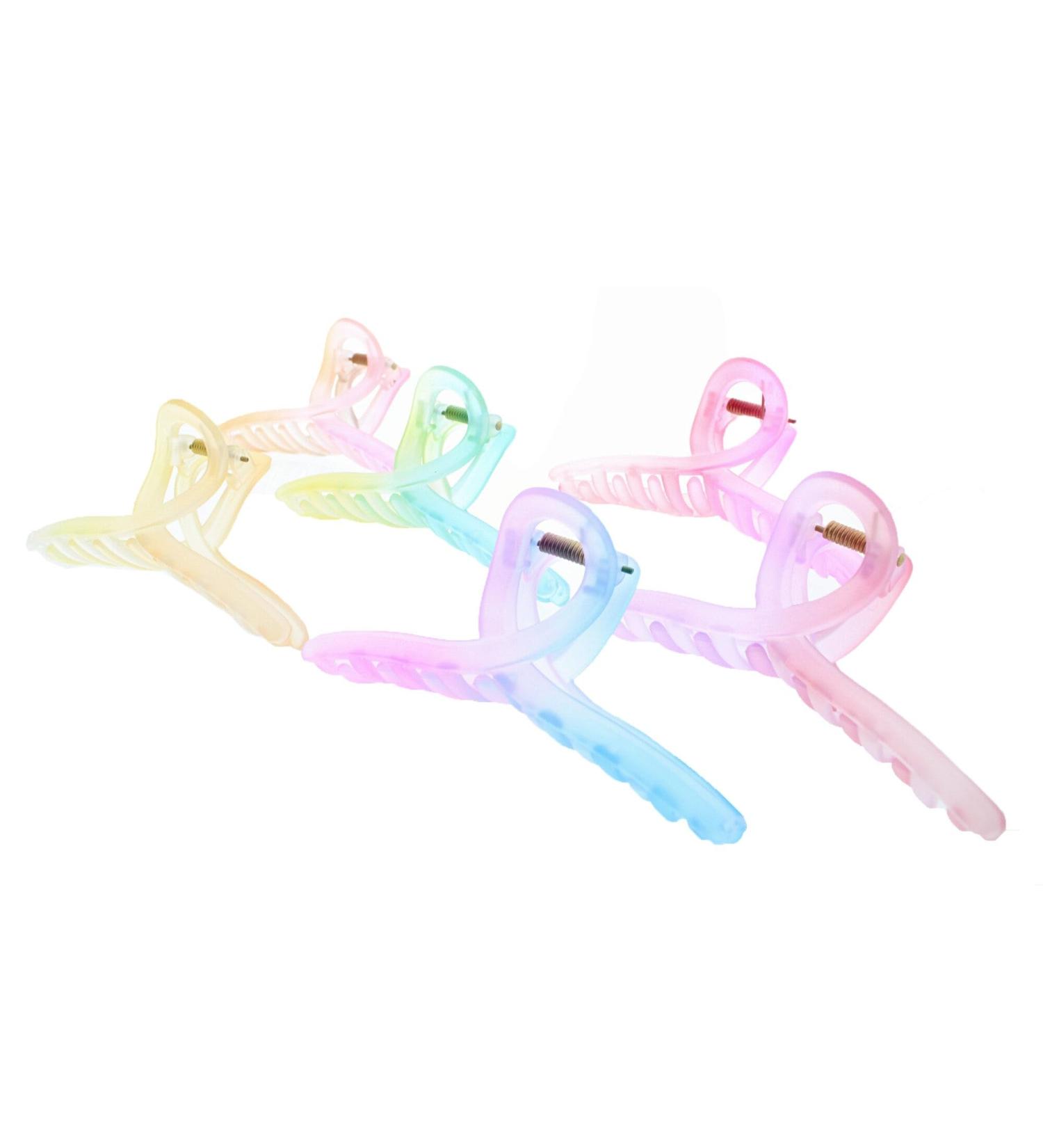 Zac's Alter Ego Set of 6 Large 11.5cm Assorted Translucent Two Tone Pastel Matte Finish Twirl Clamps