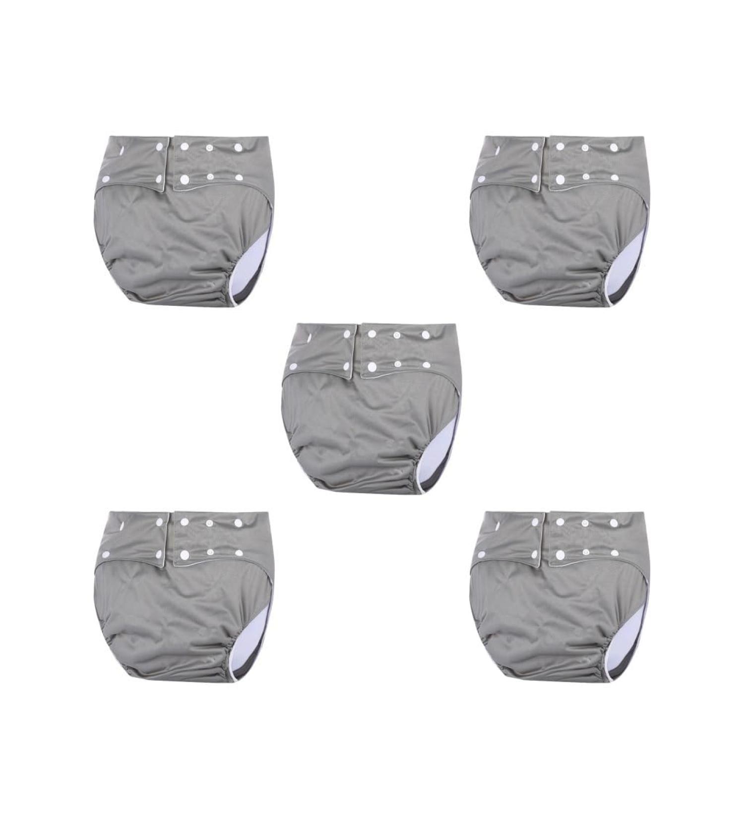 5 Set Adult Reusable Cloth Diapers for Incontinence - Gray 72-92 cm | Eco-Friendly & Comfortable - Buy Online on SooperMarket.com