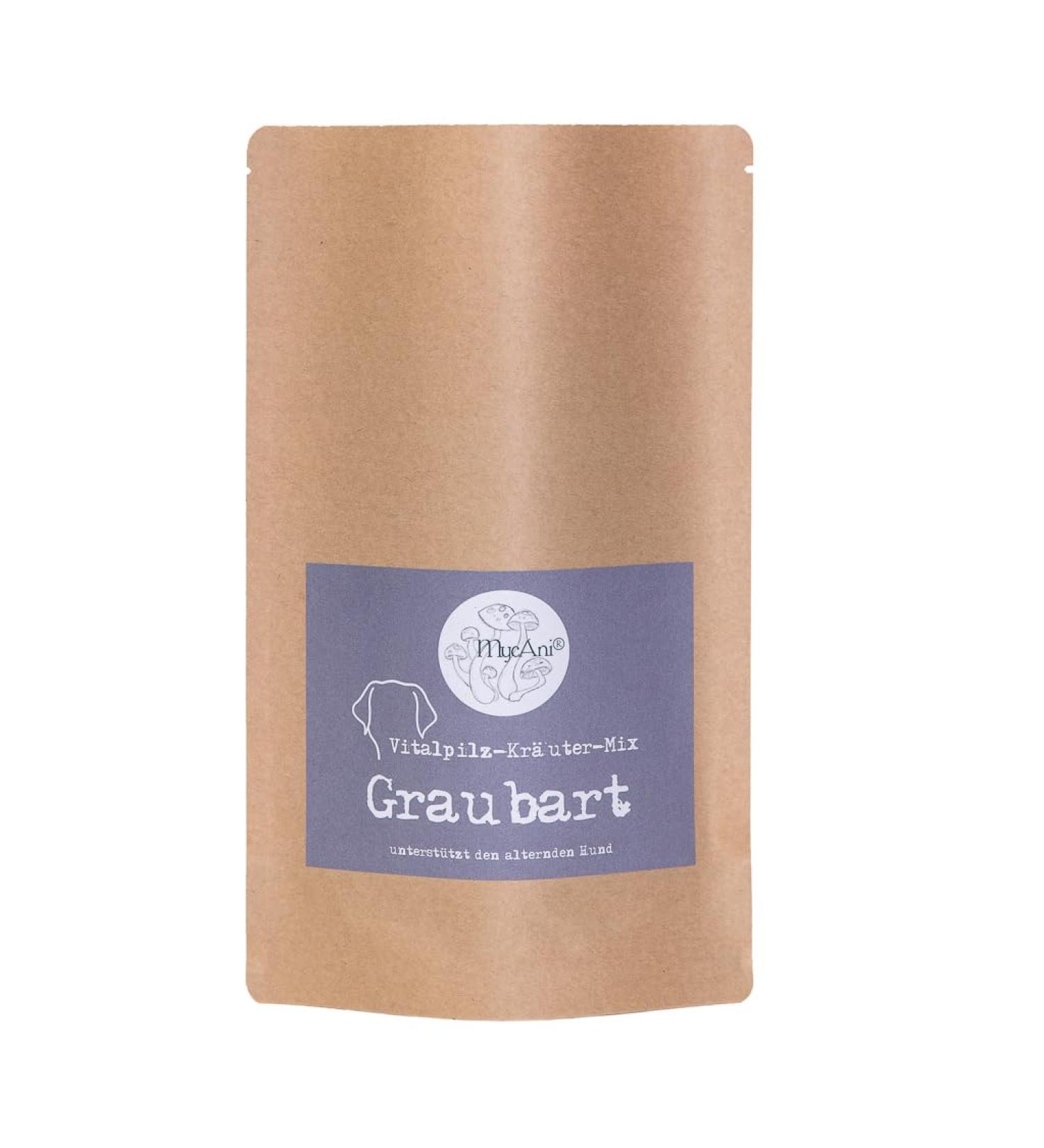 MycAni Graubart - Natural & Plastic-Free Medicinal Mushroom Herbs for Senior Dogs - Reishi Cat's Claw & Turmeric - Buy Online on SooperMarket.com