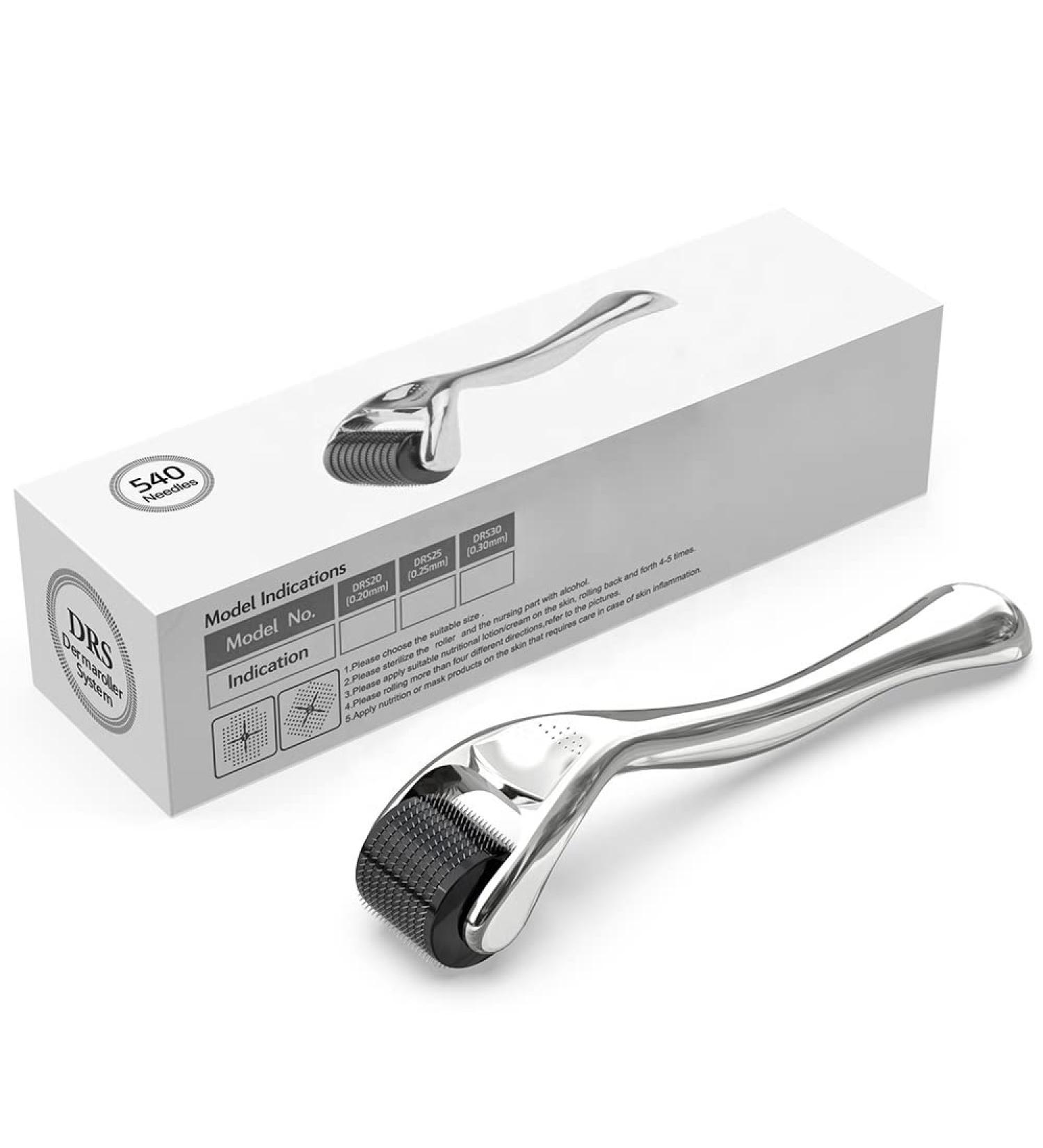 Diougens Lee 540 Titanium Derma Roller for Beard, Hair & Face - Microneedling Beauty Tool with Storage Case 0.75mm - Buy Online on SooperMarket.com