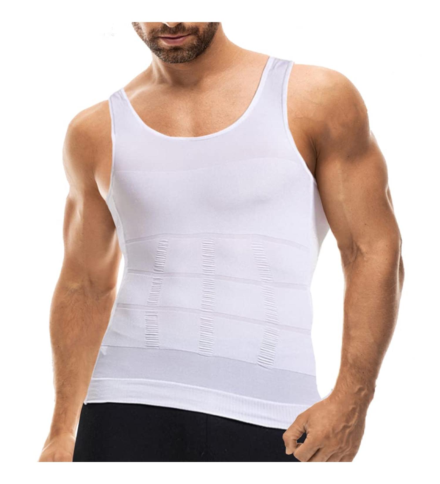 Men's Mistirik Compression Shirt - Slimming Body Shaper Vest - White XL - Buy Online on SooperMarket.com
