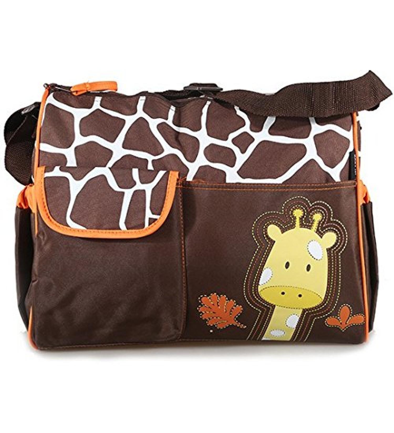 Accessotech Waterproof Baby Diaper Nappy Mummy Changing Handbag Shoulder Bag with Mat Travel (Giraffe Orange)