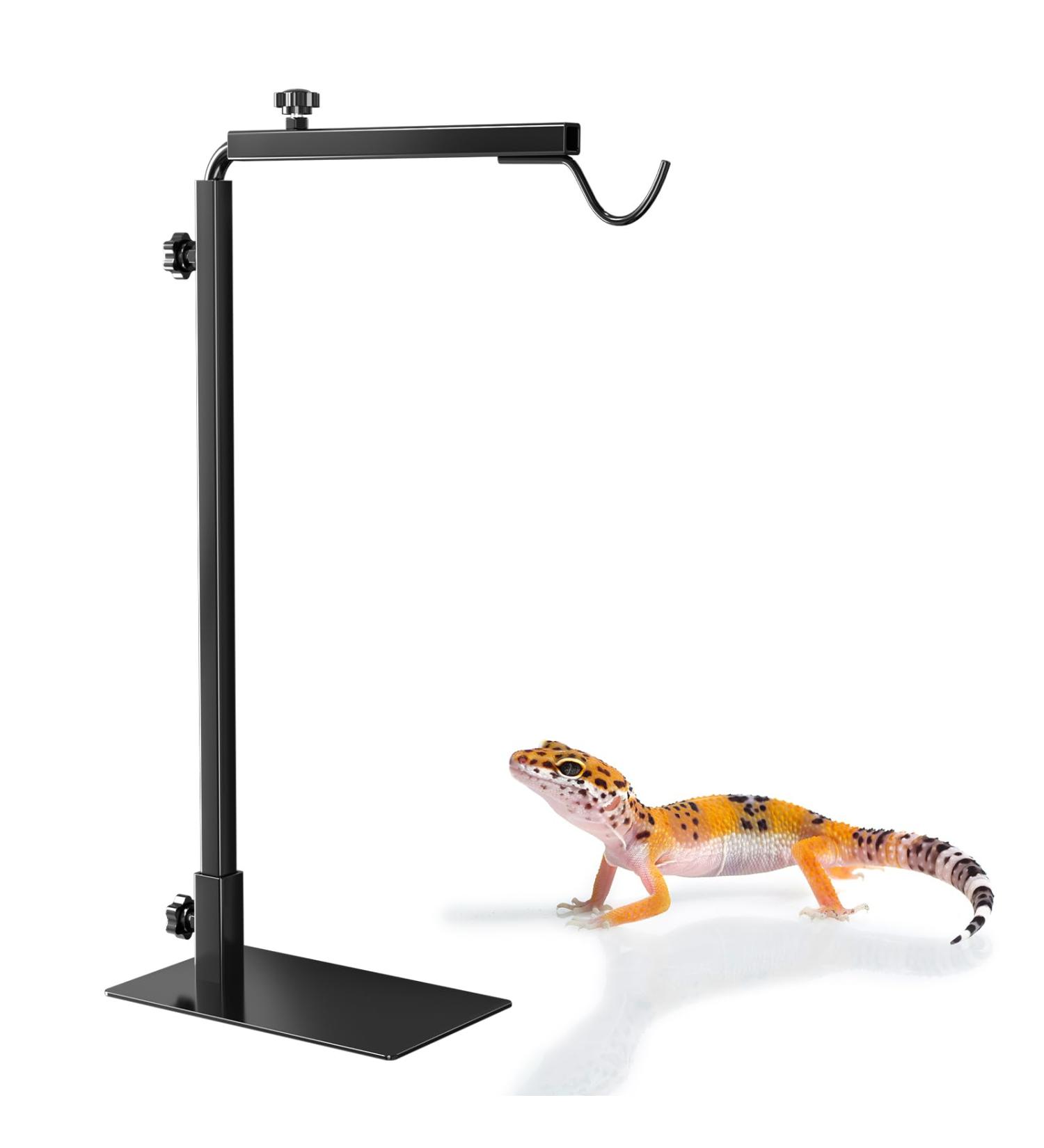 BrightArk Adjustable Reptile Heat Lamp Stand | Small Dome Lamp Bracket for Tortoise, Lizards, Bearded Dragon | 14-24 Inches Hanging Light Stand | Black - Buy Online on SooperMarket.com