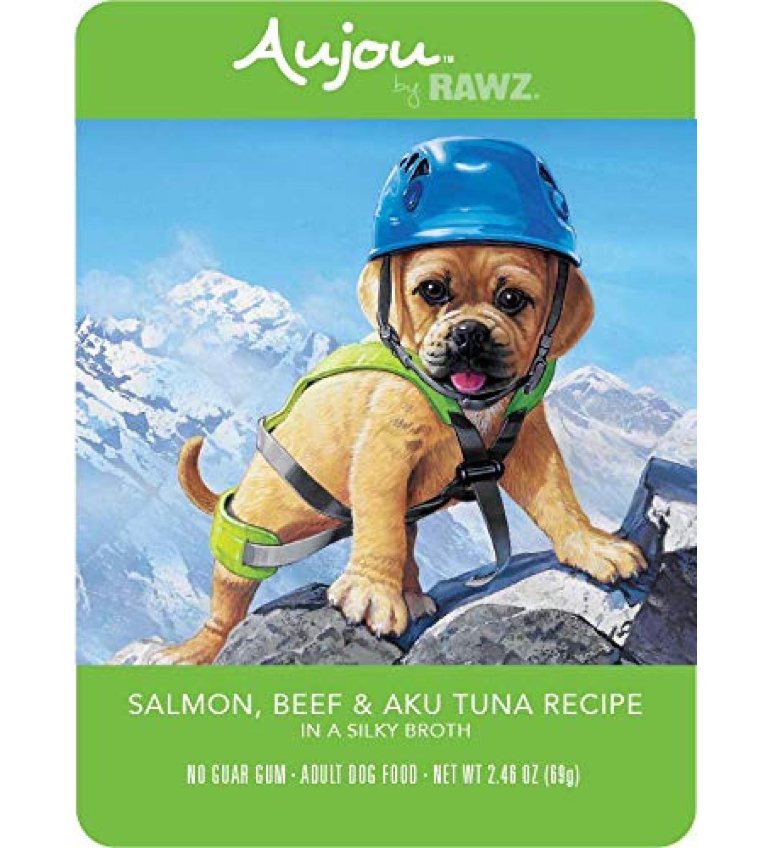 Rawz Aujou Salmon, Beef & Aku Tuna Dog Food 8/2.46 oz Pouches