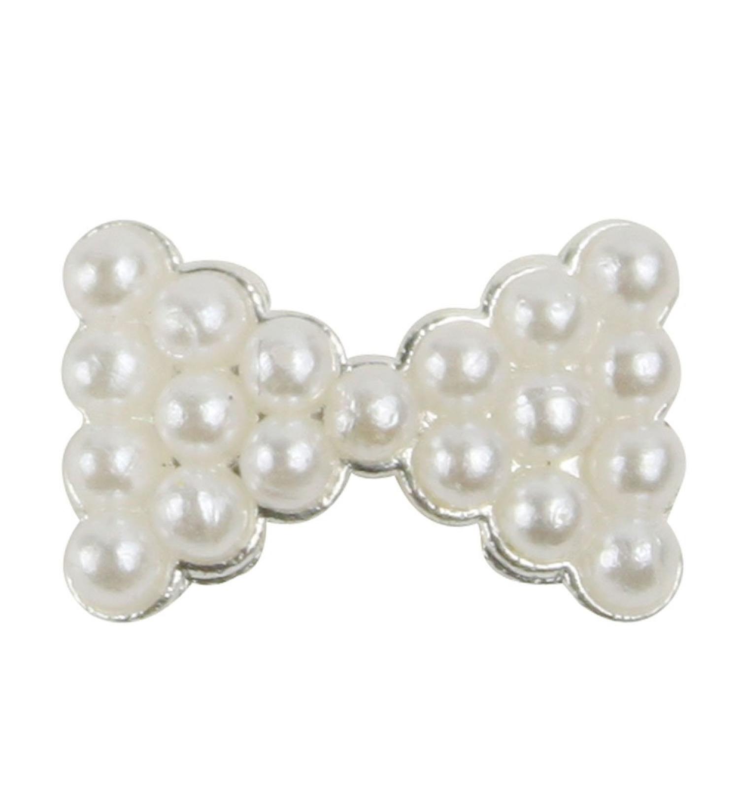 OrangeTag White Pearl Bow Tie 3D Nail Art Slices - Set of 10 DIY Decorations - Buy Online on SooperMarket.com
