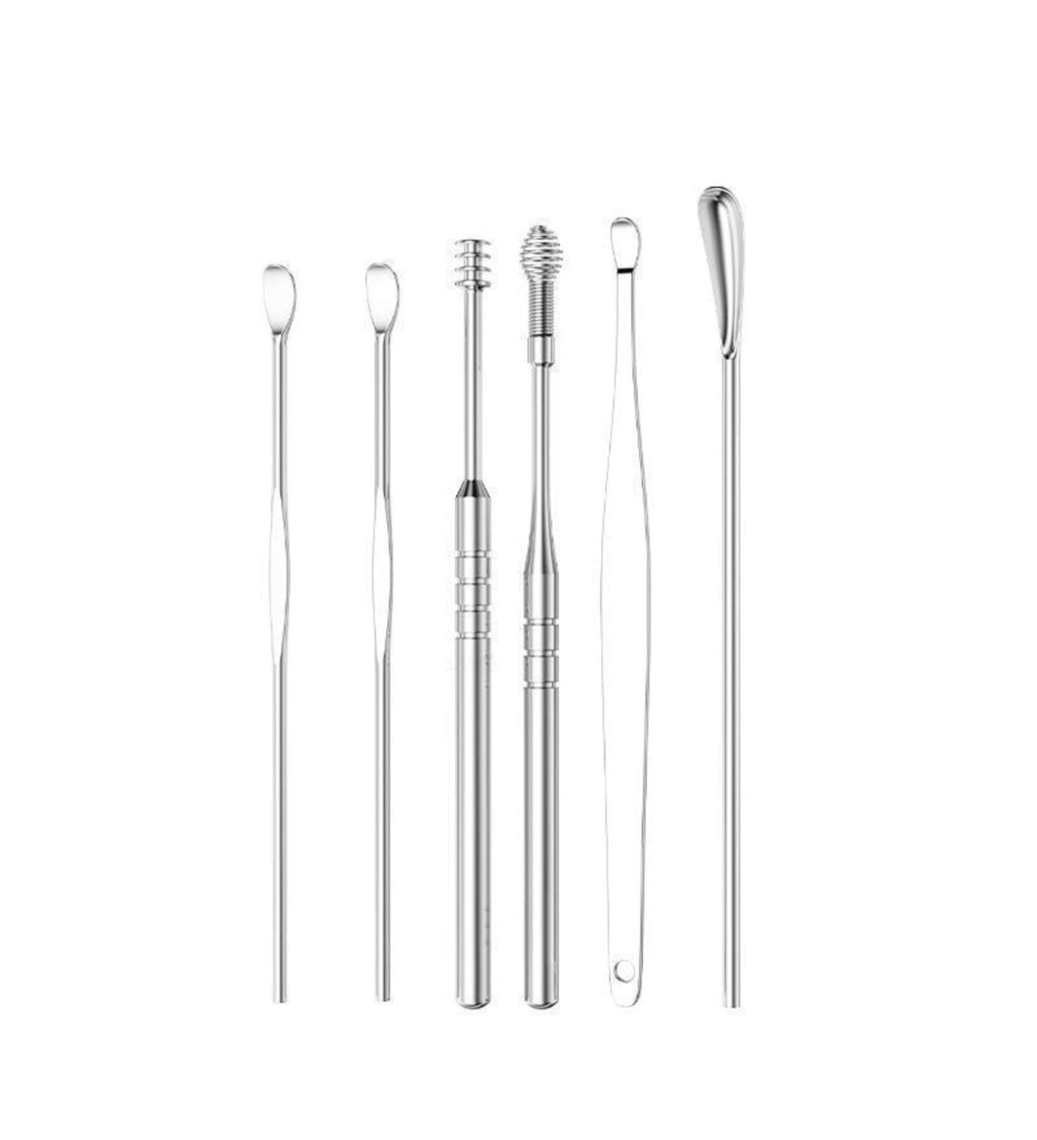 Ear Scoop 6-Piece Set of Ear Picking Tools Adult Ear Pick Ear Scoop Stainless Steel Portable Keychain Ear Scoop - Buy Online on SooperMarket.com