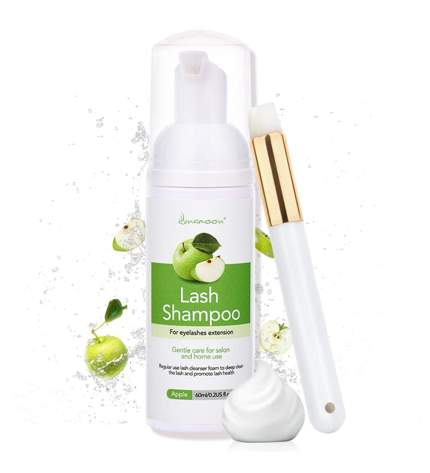 Lunamoon Eyelash Shampoo - Foam Cleanser for Eyelash Extensions | Soft 60ml Apple Formula for Oil & Makeup Removal - Buy Online on SooperMarket.com