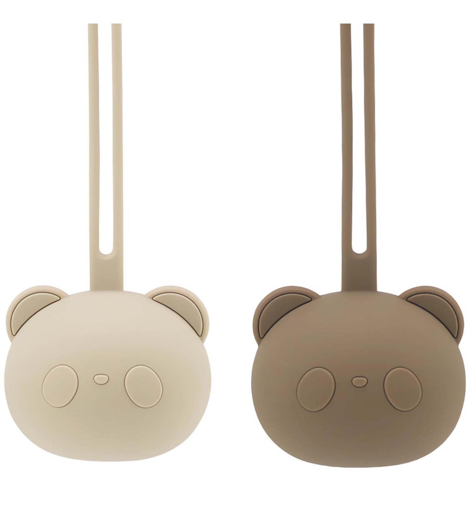 Airfish Silicone Pacifier Box 2 Pack | BPA-Free Baby Bear Pacifier Bag | Travel Slider & Storage Box for Girls | Beige & Brown - Buy Online on SooperMarket.com