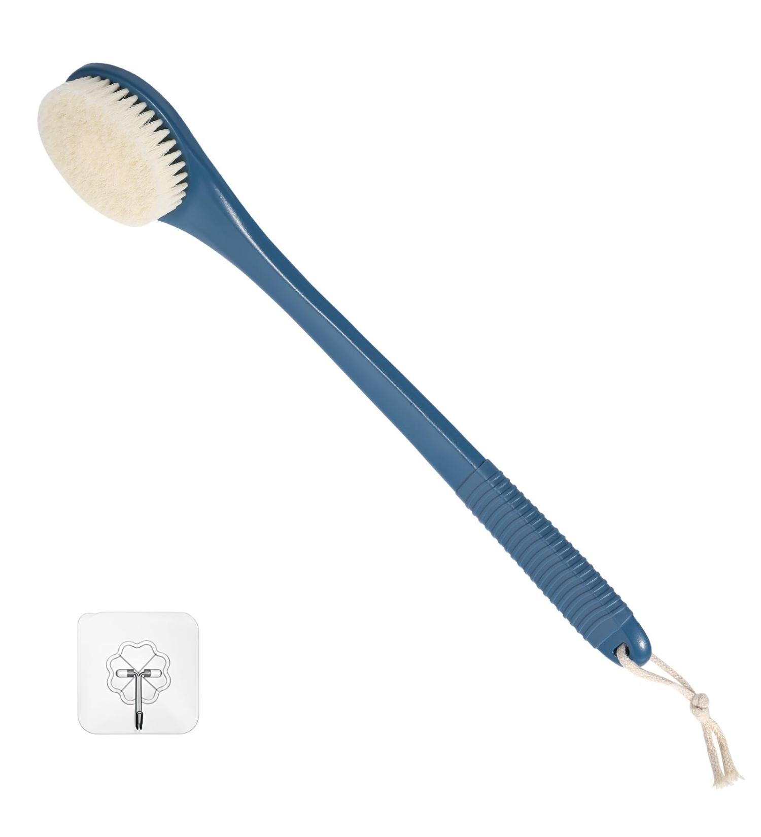 Exfoliating Body Brush Shower Back Scrubber Men Women Elderly - Long Handle Dark Blue - Buy Online on SooperMarket.com