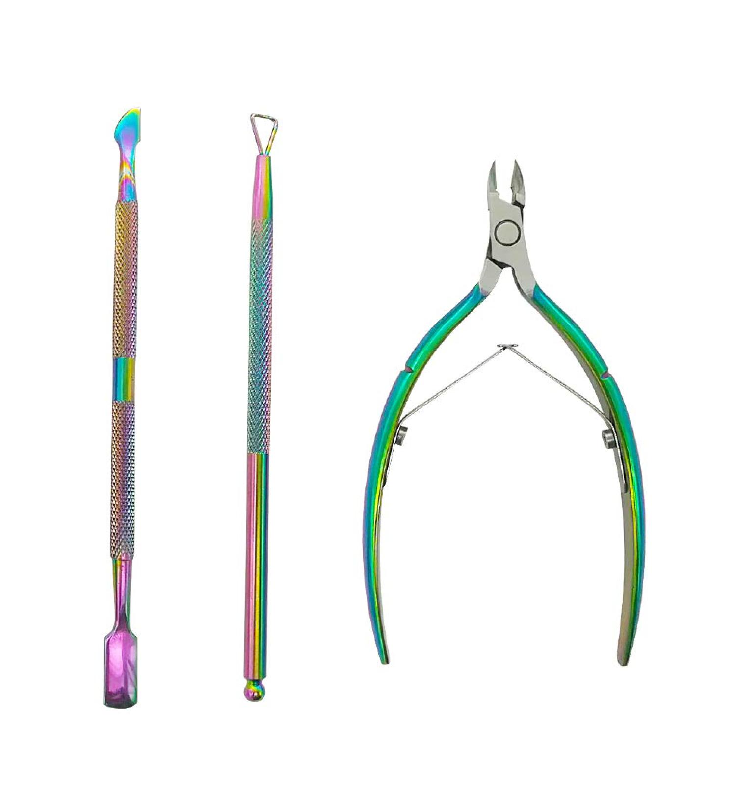 Cuticle Nipper Cuticle Pusher Cuticle Cutter for Precise Dead Skin Remover Pedicure Manicure Nail Art Tools Durable Cuticle Scissors Stainless Steel Rainbow - Buy Online on SooperMarket.com