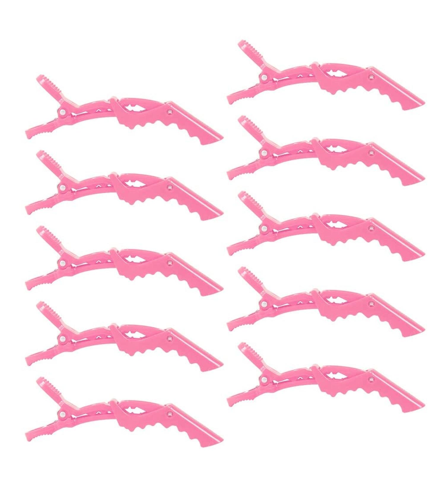 ZEVONDA 10Pcs Pink Crocodile Hair Clips - Professional Styling Barrettes with Nonslip Grip and Wide Teeth for Women and Girls - Buy Online on SooperMarket.com