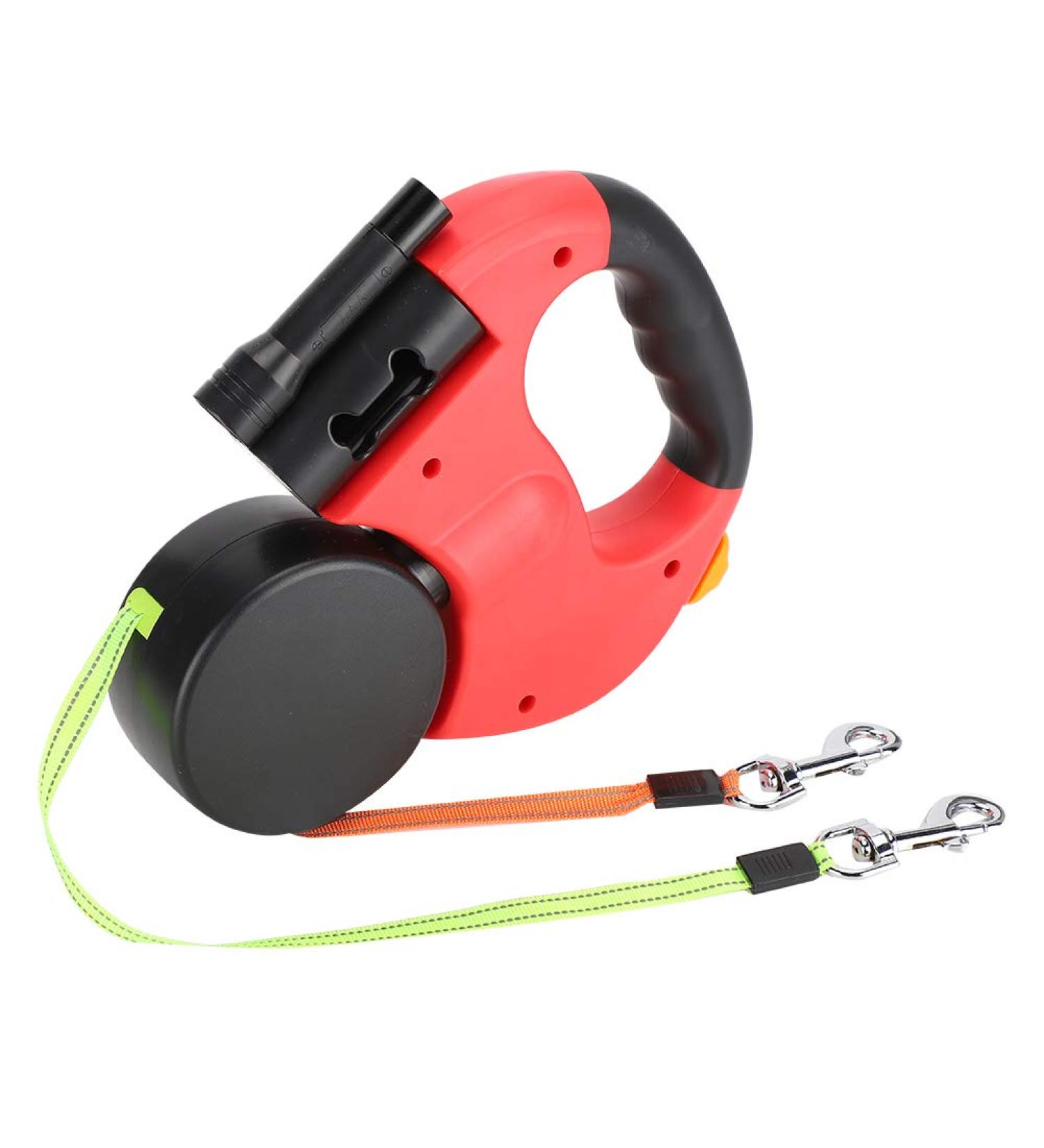 3M Double Retractable Dog Leash with LED Light - Flexible Roller Leash for Two Dogs (Red) | International Shipping Available - Buy Online on SooperMarket.com